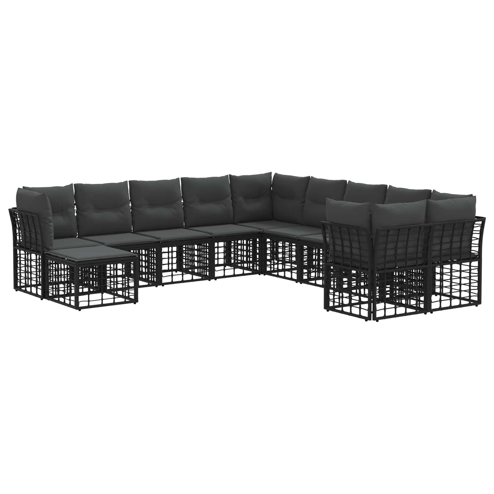 Ensemble de canapés d'extérieur 11 pcs Noir et Gris foncé - XIOS