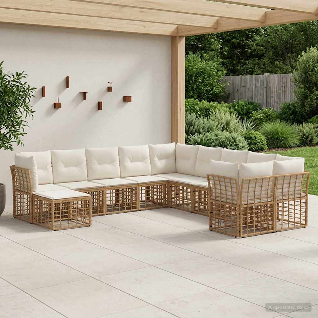 Ensemble de canapés d'extérieur 11 pcs Blanc Naturel et Crème - XIOS