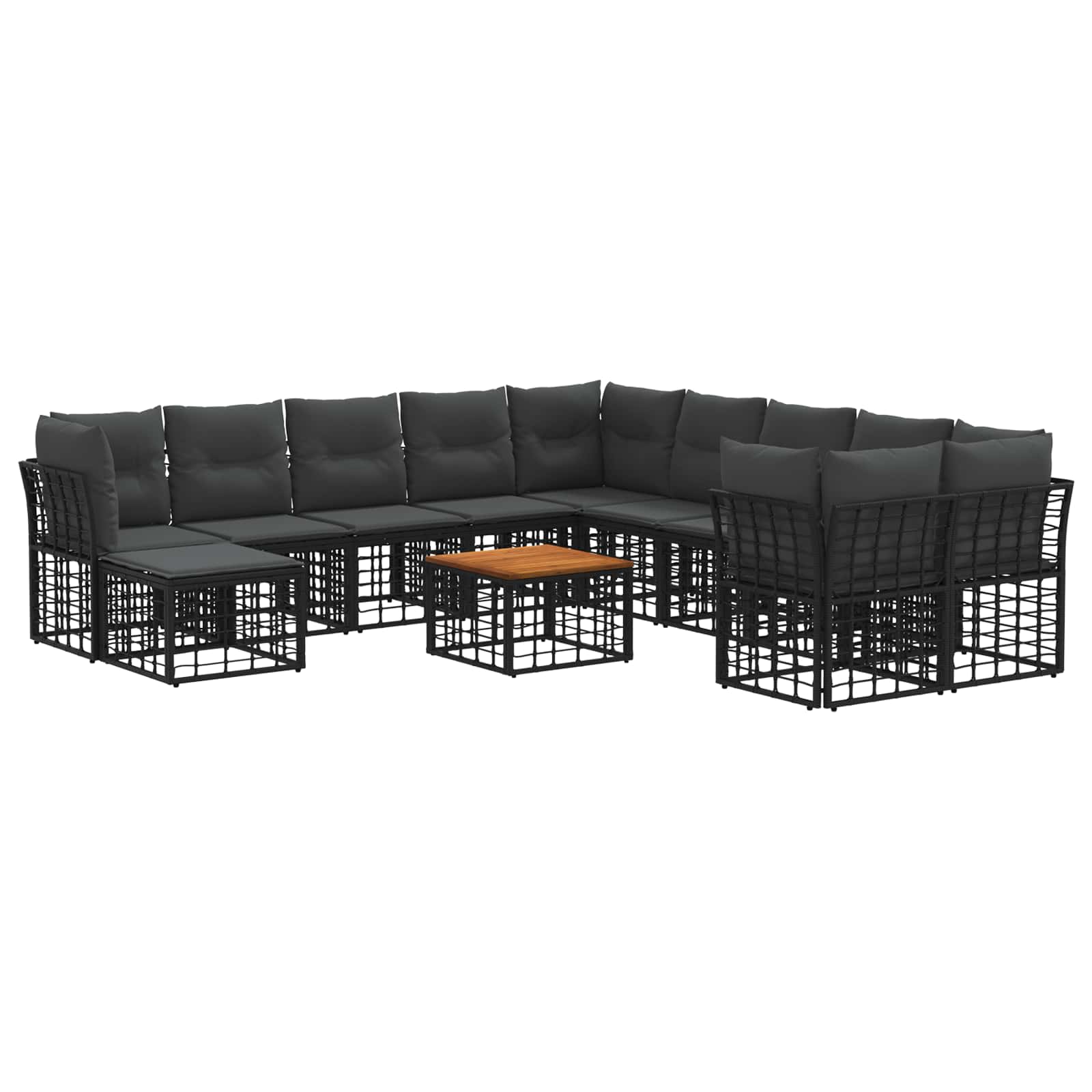 Ensemble de canapés d'extérieur 12 pcs Noir et Gris foncé - XIOS