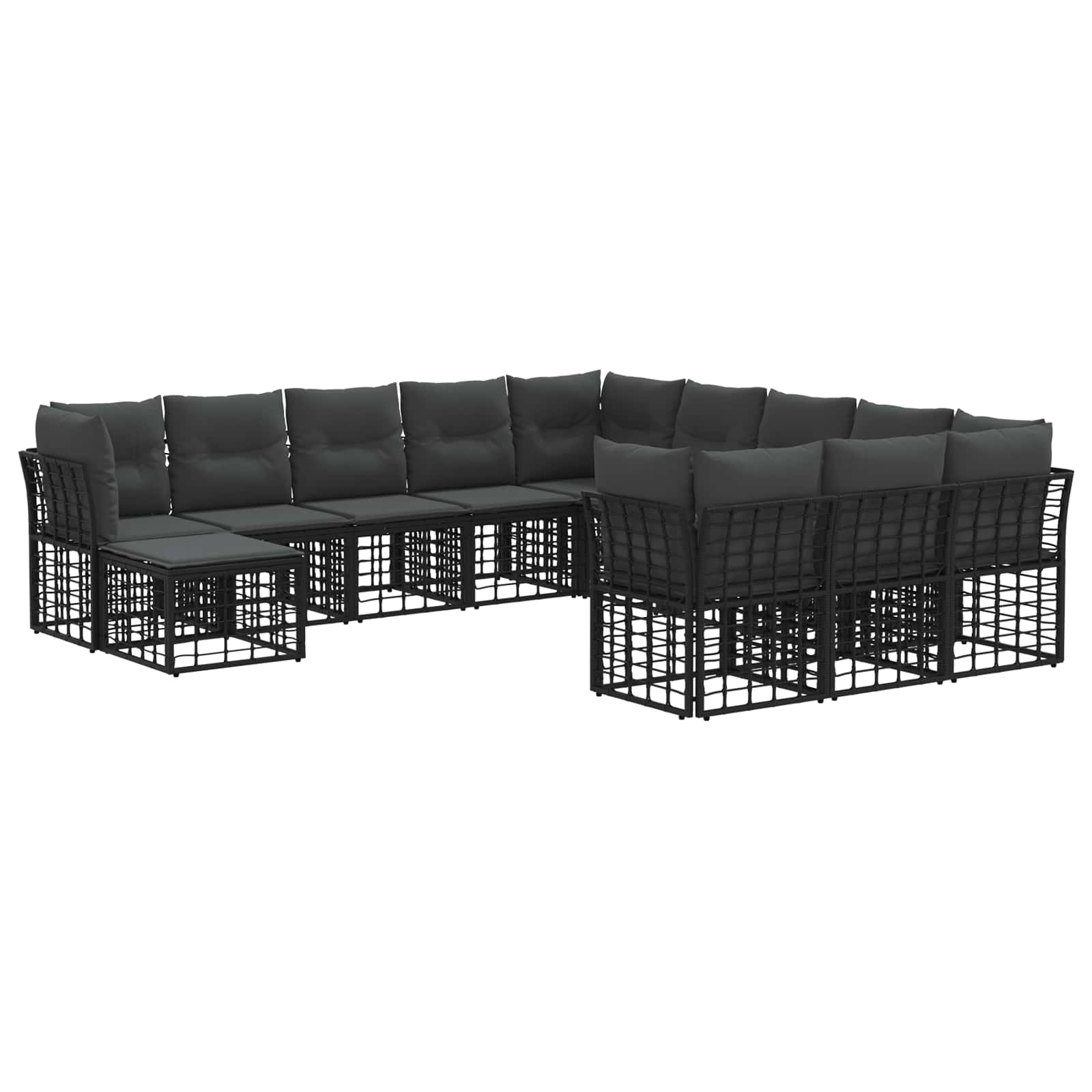 Ensemble de canapés d'extérieur 12 pcs Noir et Gris foncé - XIOS