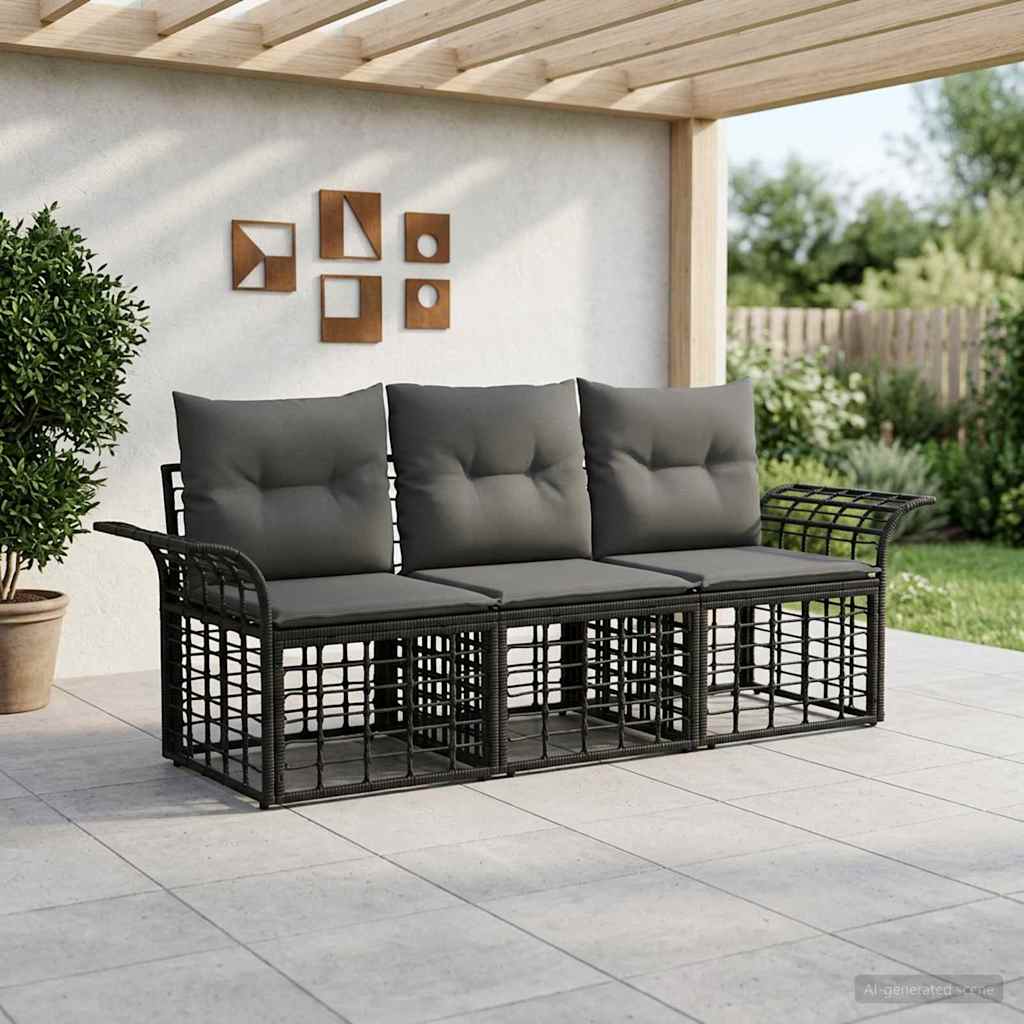Ensemble de canapés d'extérieur 3 pcs Noir et Gris foncé - XIOS