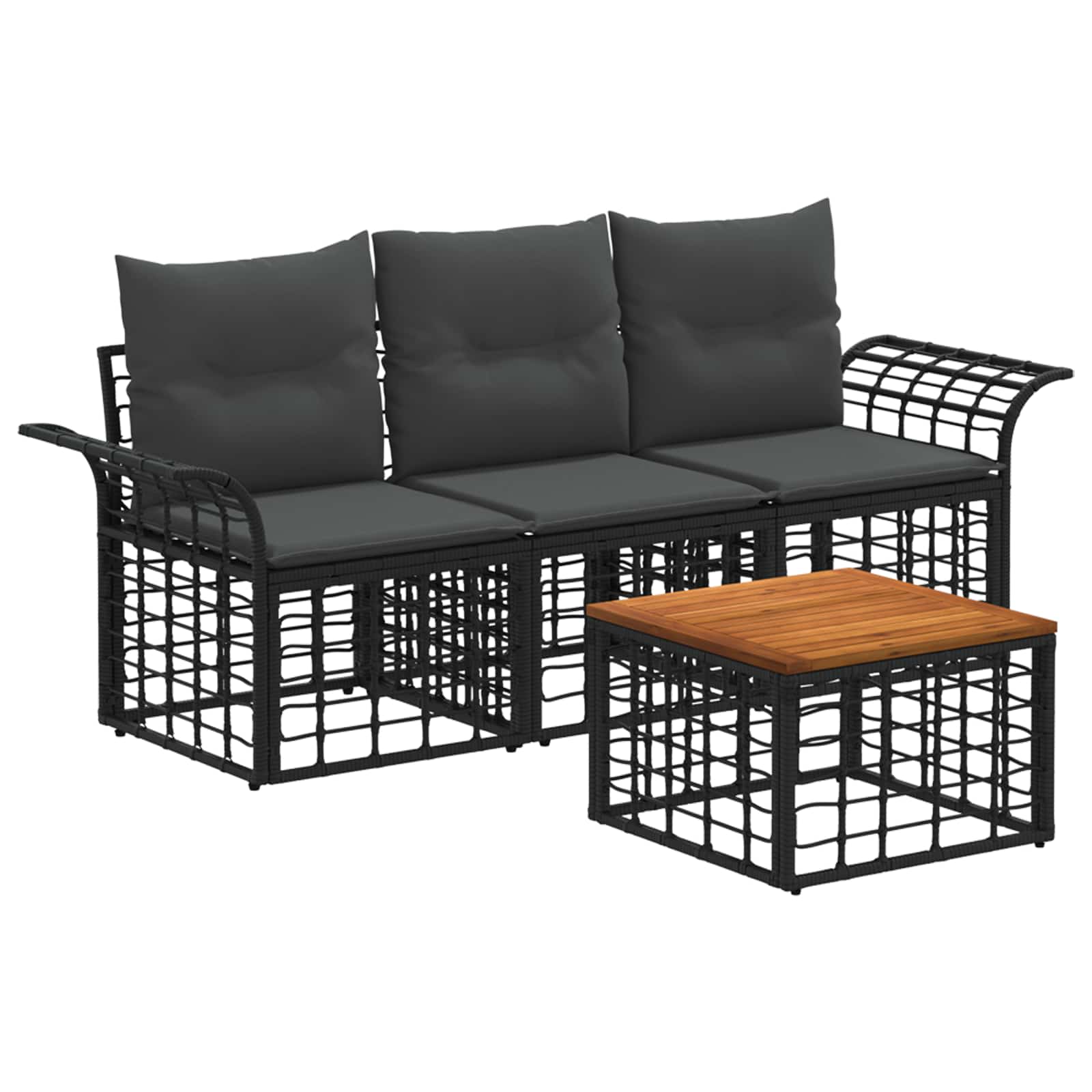 Ensemble de canapés d'extérieur 4 pcs Noir et Gris foncé - XIOS