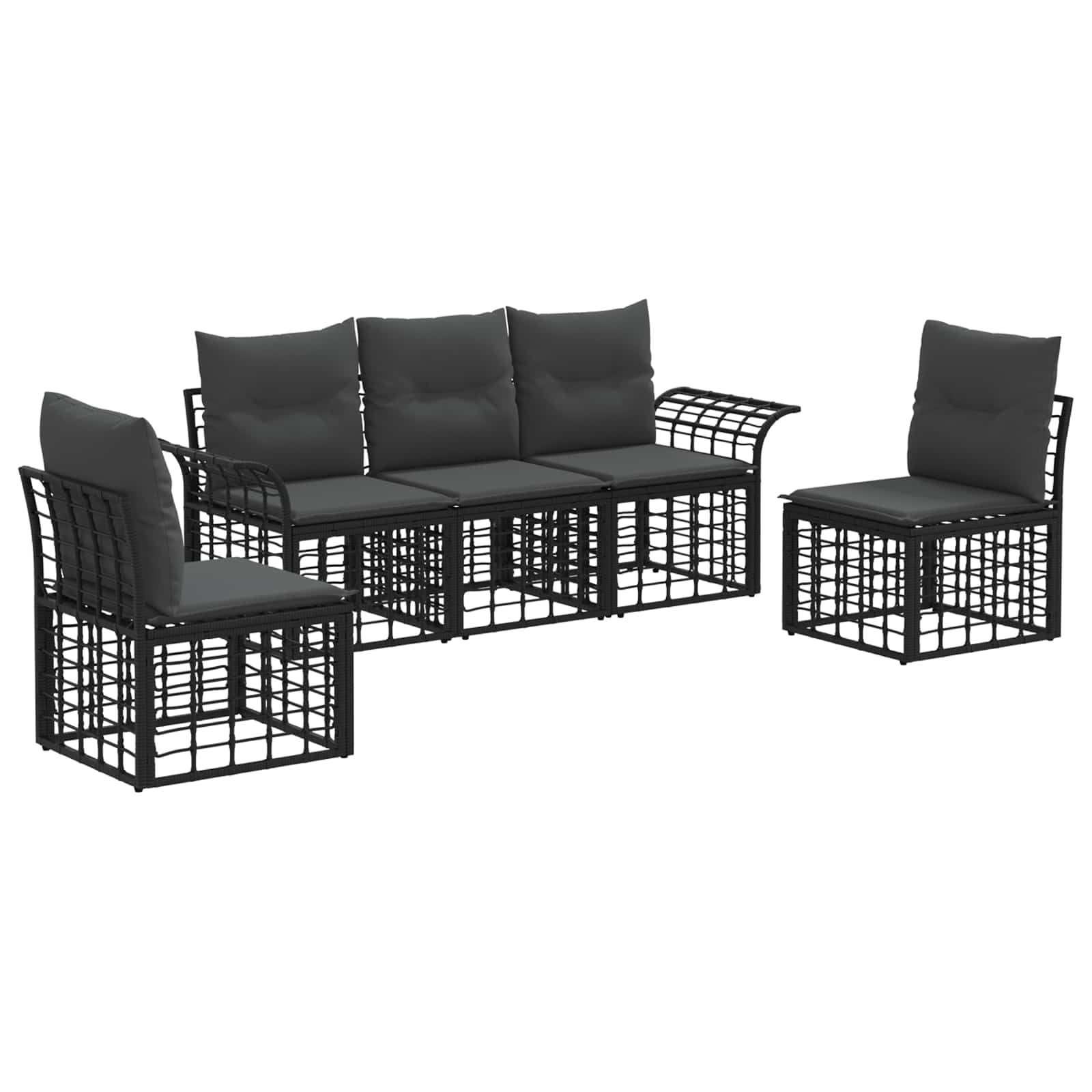 Ensemble de canapés d'extérieur 5 pcs Noir et Gris foncé - XIOS