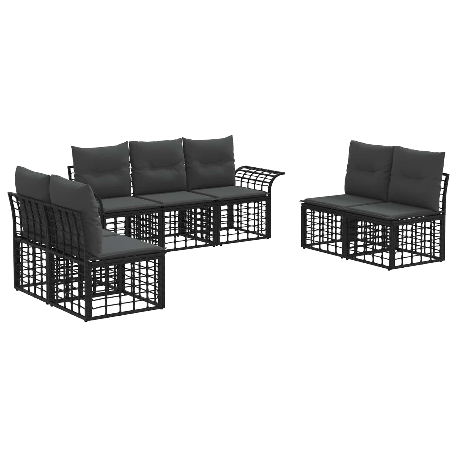Ensemble de canapés d'extérieur 7 pcs Noir et Gris foncé - XIOS