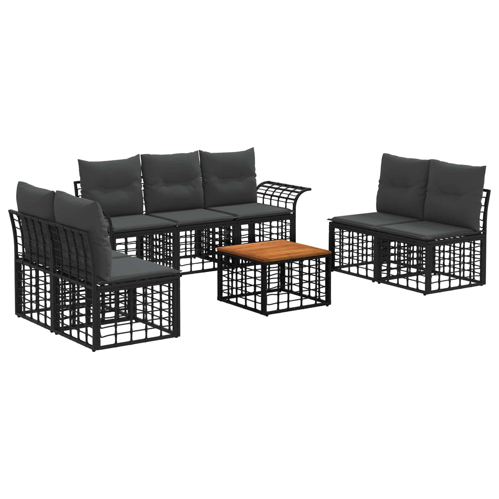 Ensemble de canapés d'extérieur 8 pcs Noir et Gris foncé - XIOS