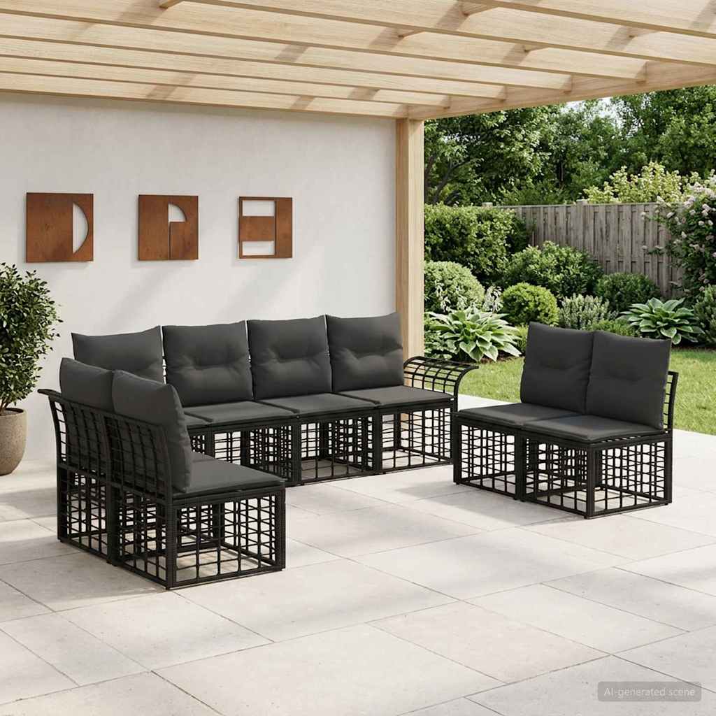Ensemble de canapés d'extérieur 8 pcs Noir et Gris foncé - XIOS