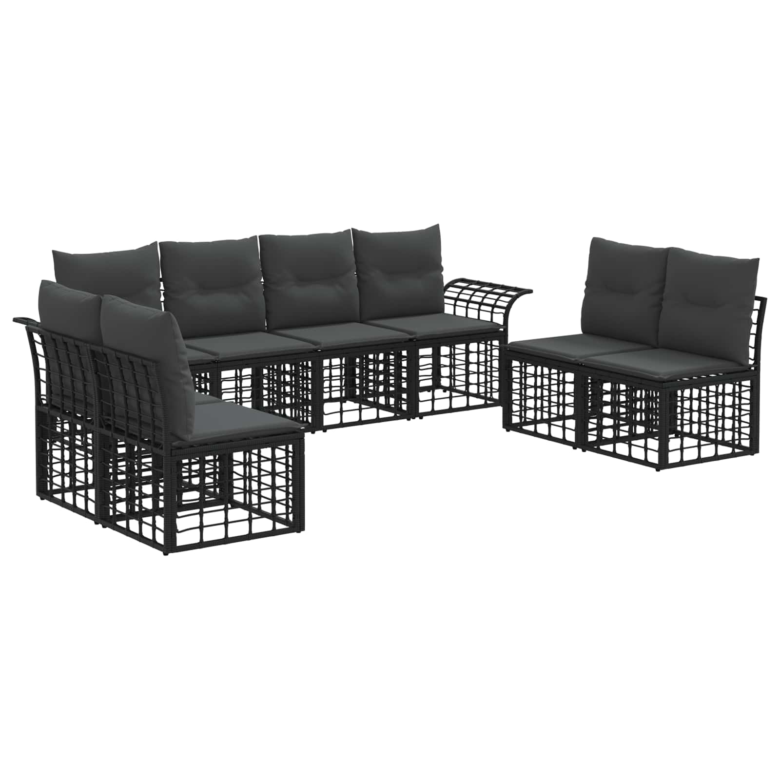 Ensemble de canapés d'extérieur 8 pcs Noir et Gris foncé - XIOS