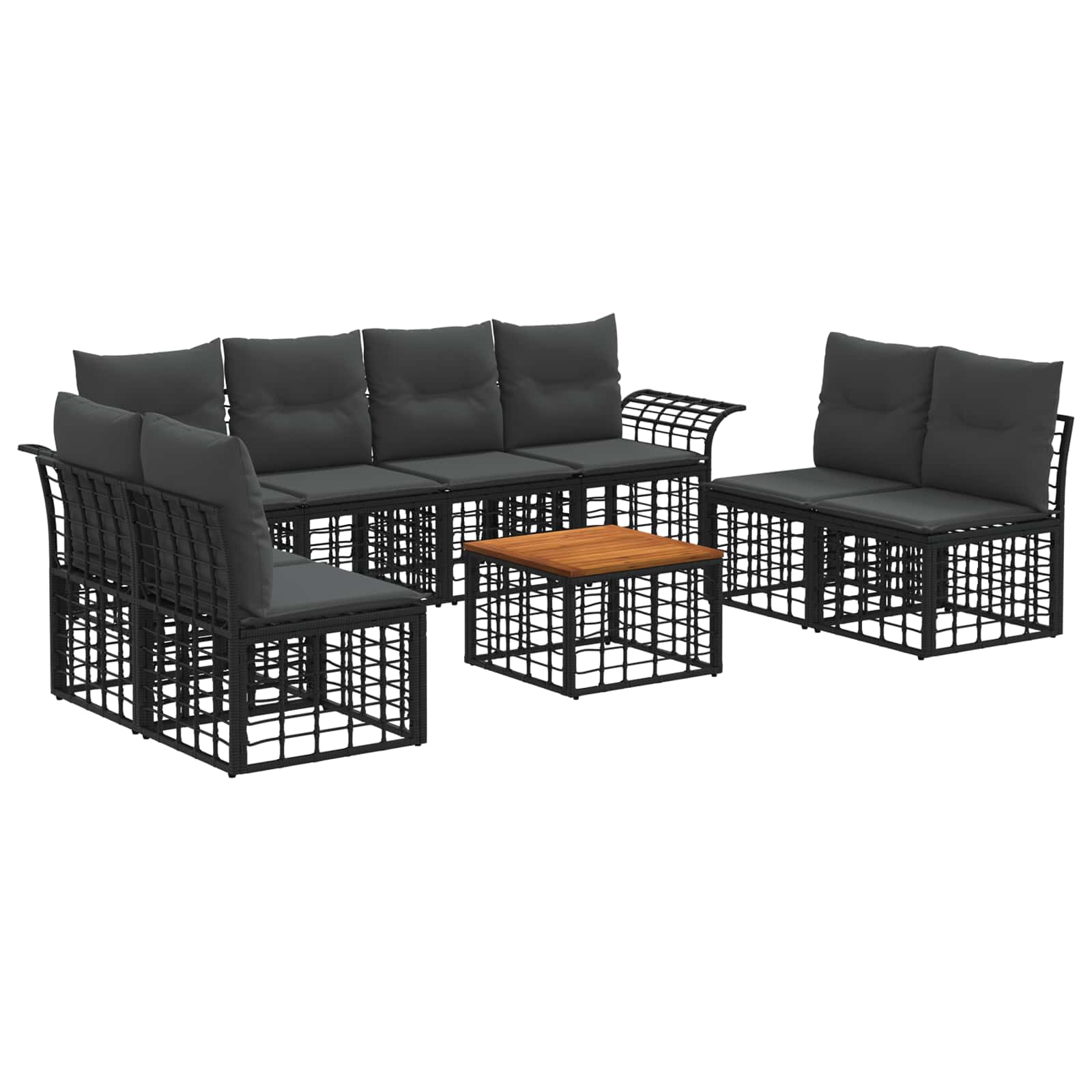 Ensemble de canapés d'extérieur 9 pcs Noir et Gris foncé - XIOS