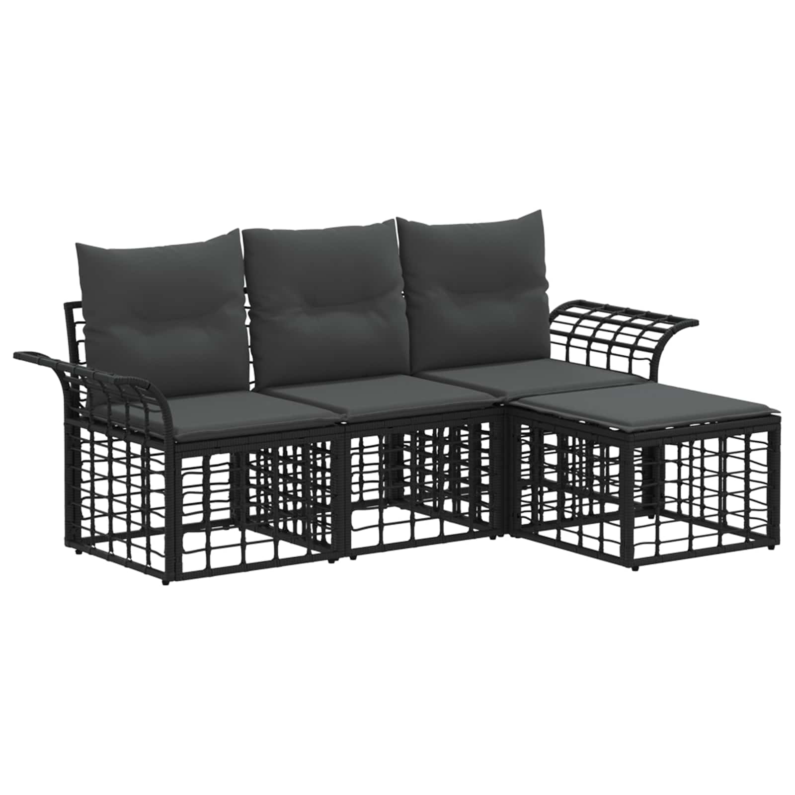 Ensemble de canapés d'extérieur 4 pcs Noir et Gris foncé - XIOS