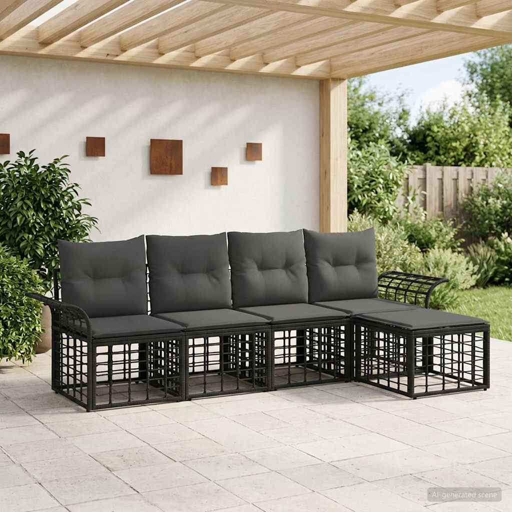 Ensemble de canapés d'extérieur 5 pcs Noir et Gris foncé - XIOS