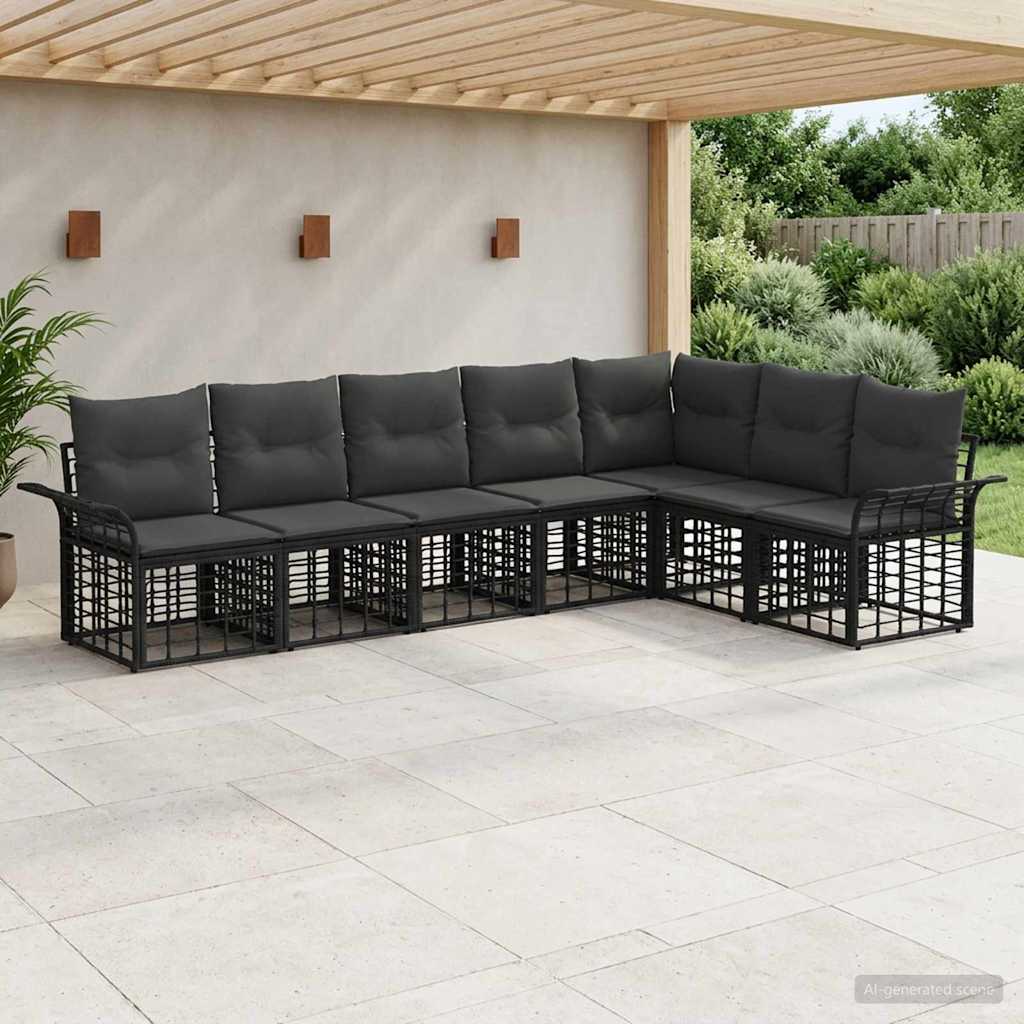 Ensemble de canapés d'extérieur 7 pcs Noir et Gris foncé - XIOS