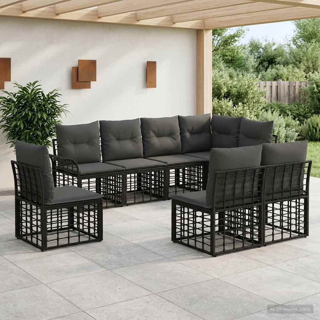 Ensemble de canapés d'extérieur 8 pcs Noir et Gris foncé - XIOS