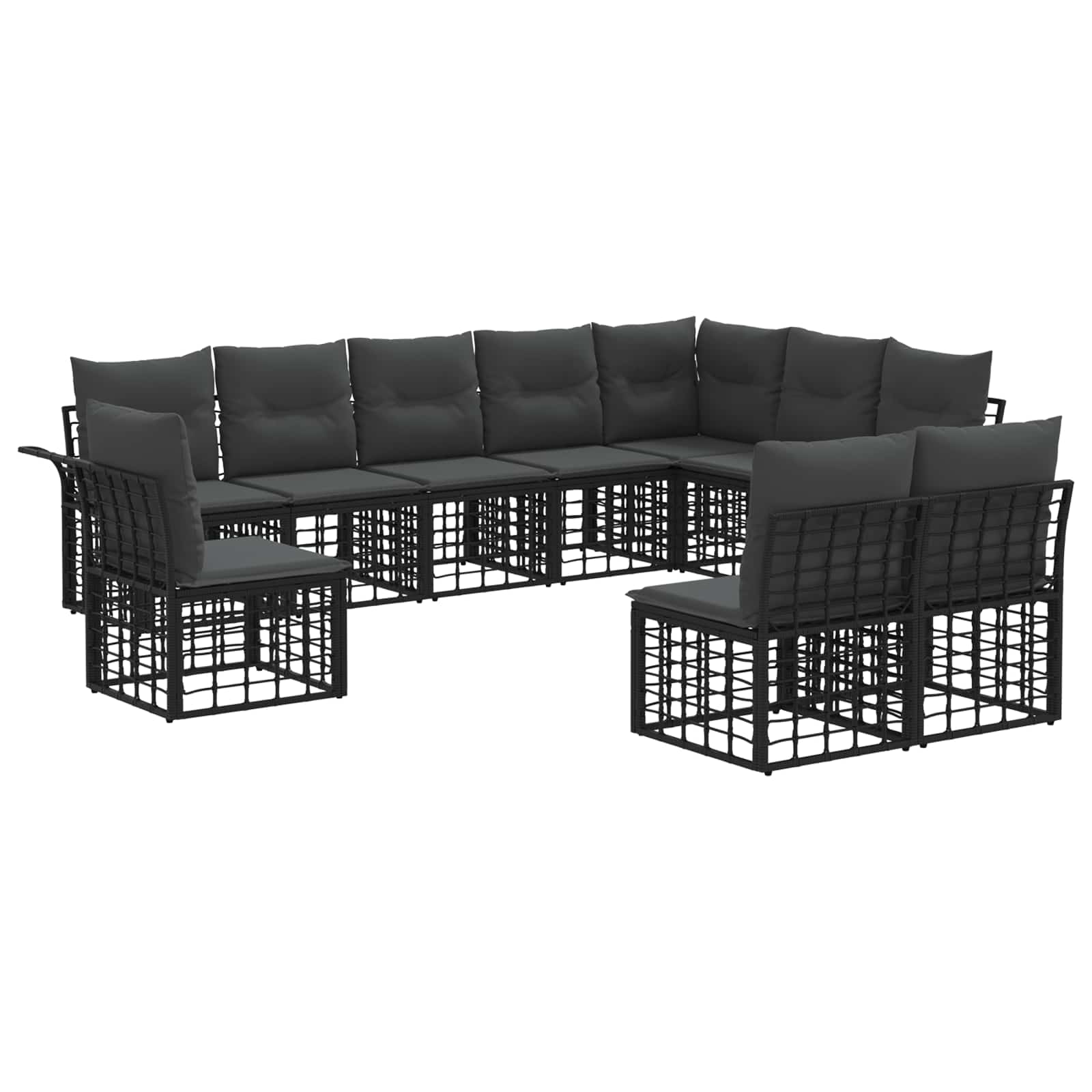 Ensemble de canapés d'extérieur 10 pcs Noir et Gris foncé - XIOS