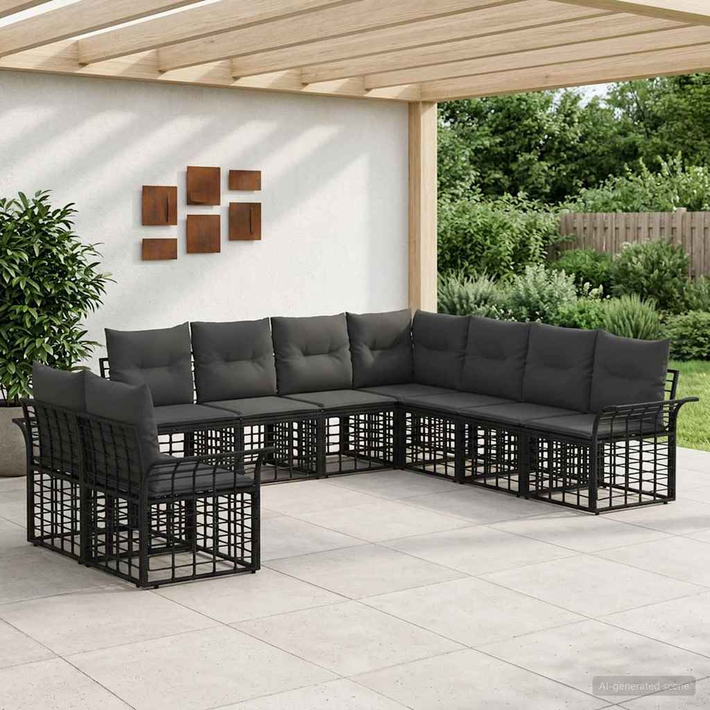 Ensemble de canapés d'extérieur 9 pcs Noir et Gris foncé - XIOS
