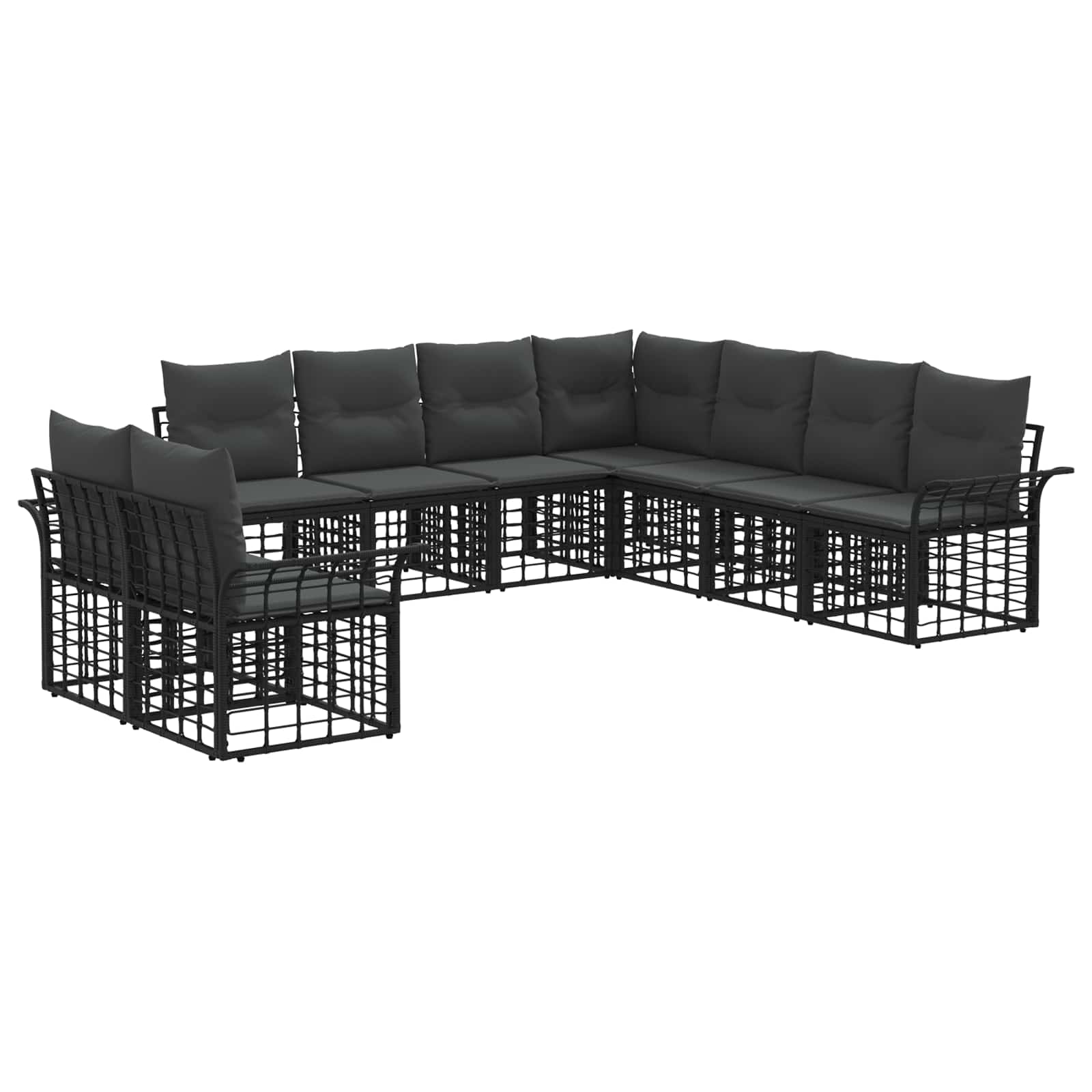 Ensemble de canapés d'extérieur 9 pcs Noir et Gris foncé - XIOS