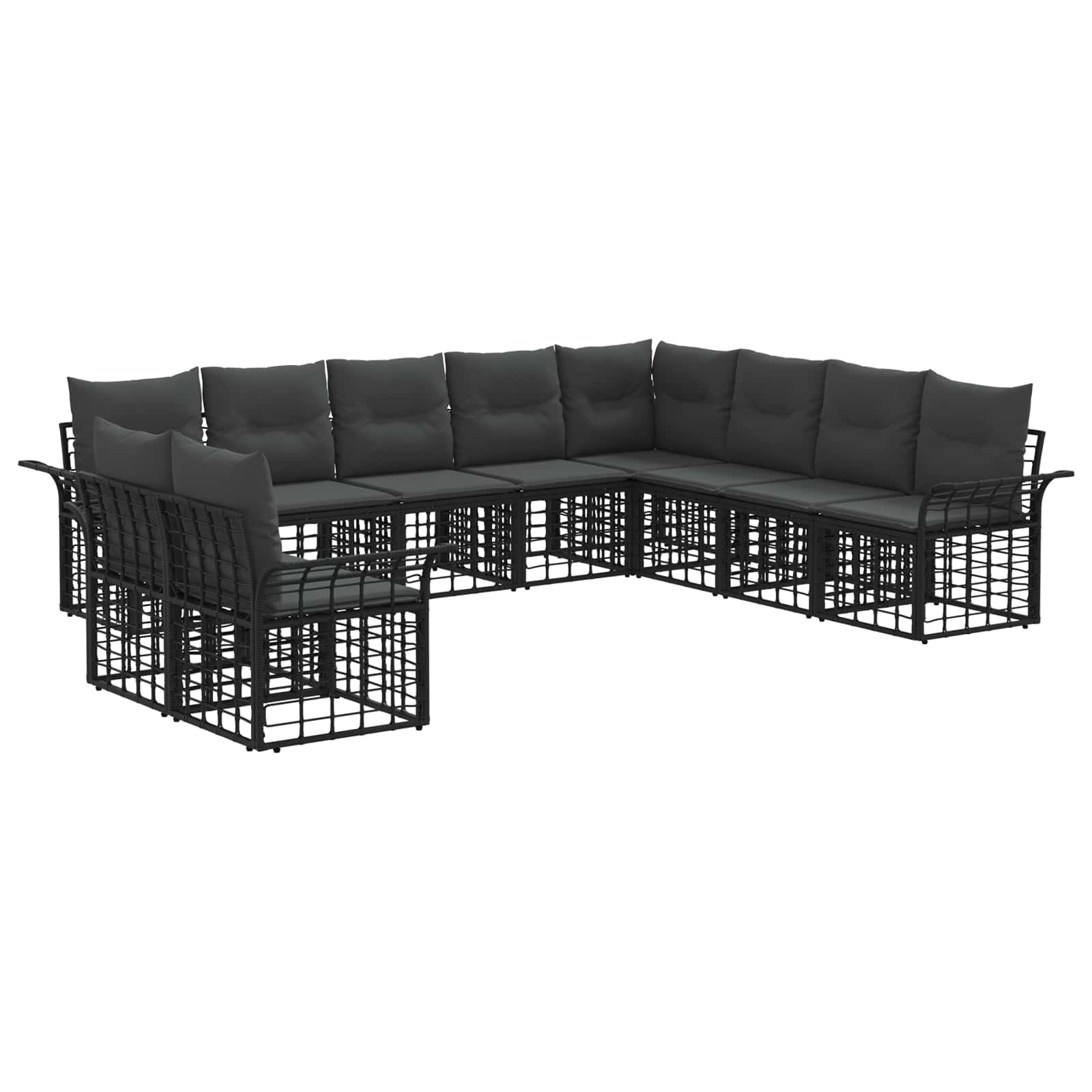 Ensemble de canapés d'extérieur 10 pcs Noir et Gris foncé - XIOS
