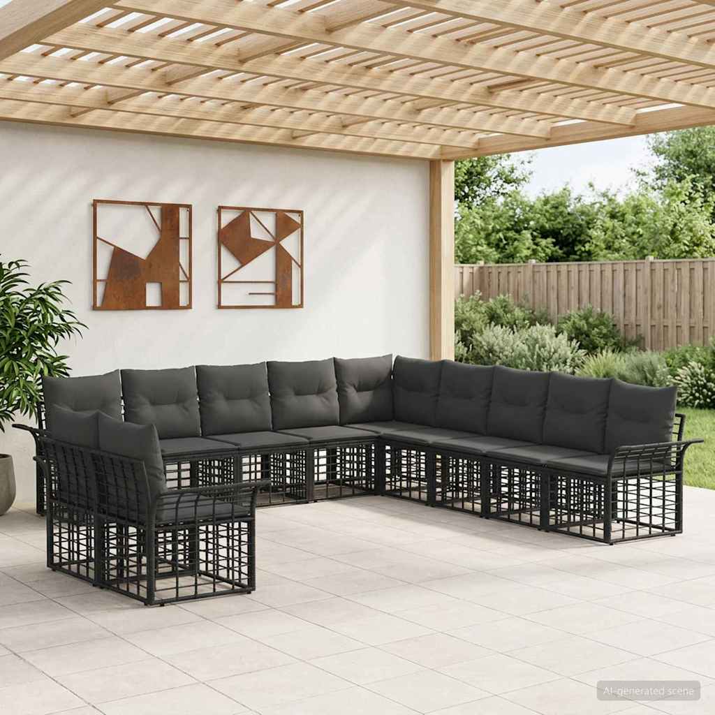 Ensemble de canapés d'extérieur 11 pcs Noir et Gris foncé - XIOS
