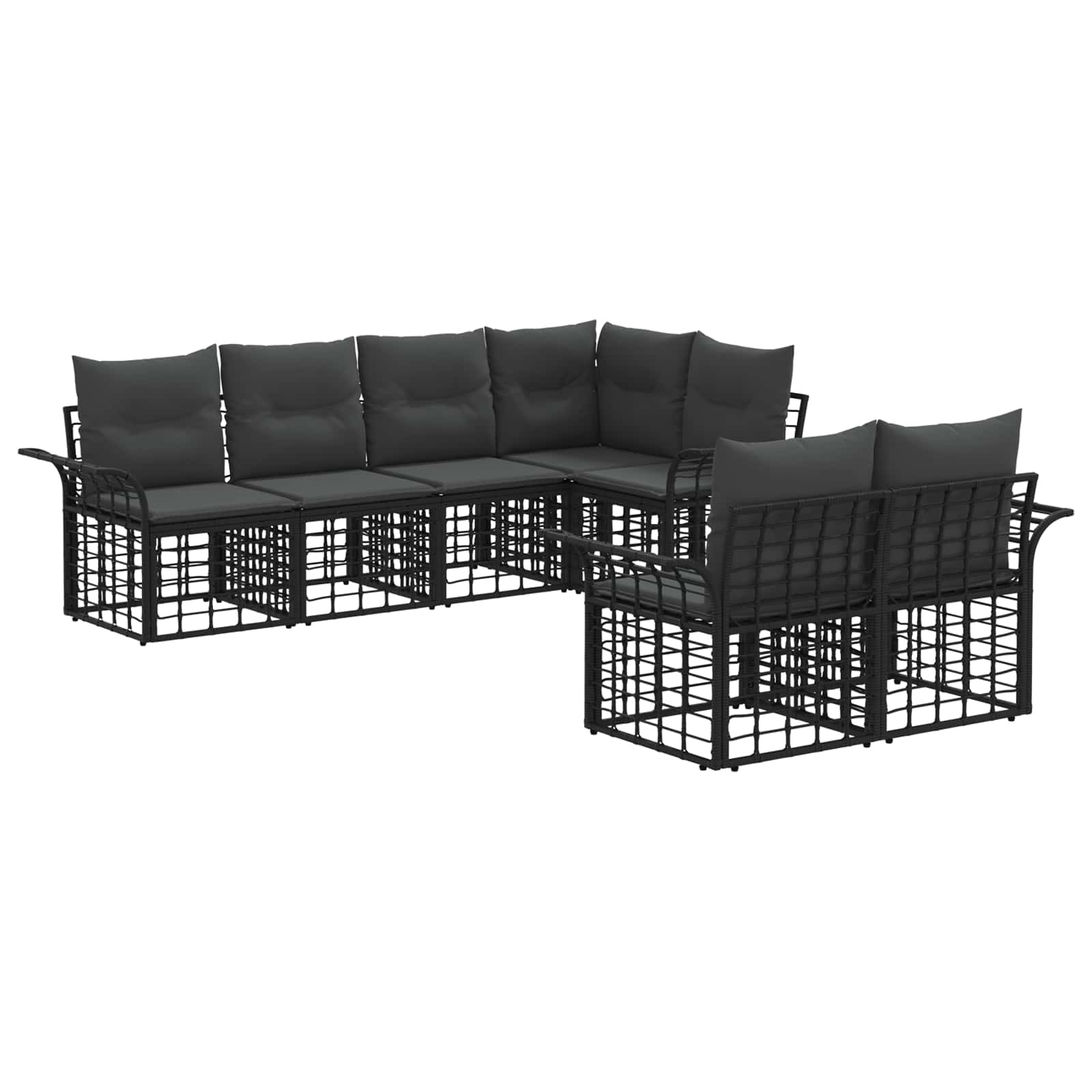 Ensemble de canapés d'extérieur 7 pcs Noir et Gris foncé - XIOS