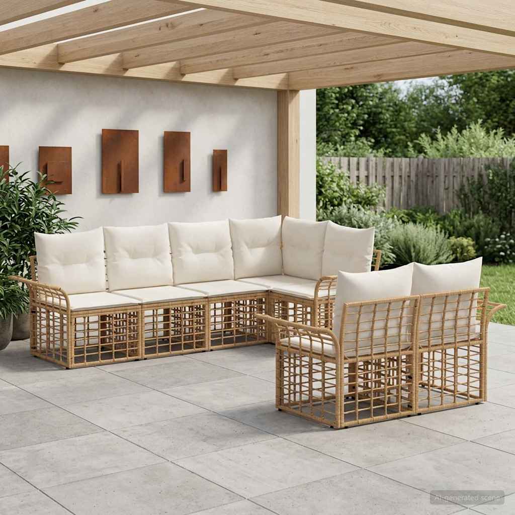 Ensemble de canapés d'extérieur 7 pcs Blanc Naturel et Crème - XIOS