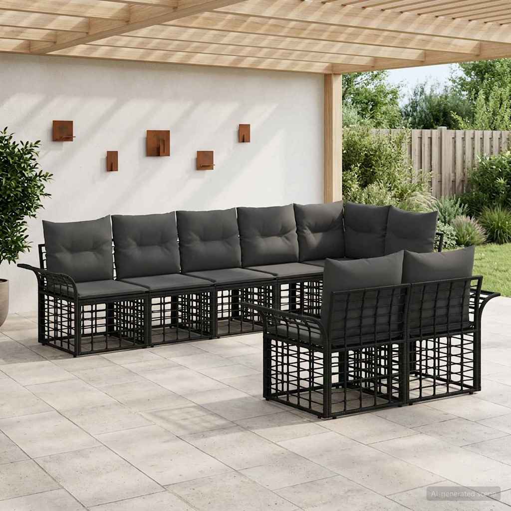 Ensemble de canapés d'extérieur 8 pcs Noir et Gris foncé - XIOS