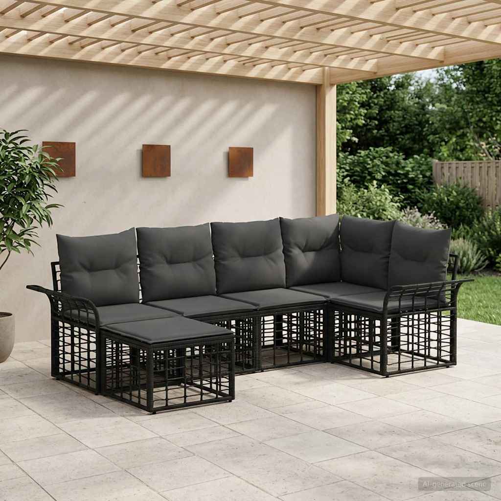 Ensemble de canapés d'extérieur 6 pcs Noir et Gris foncé - XIOS