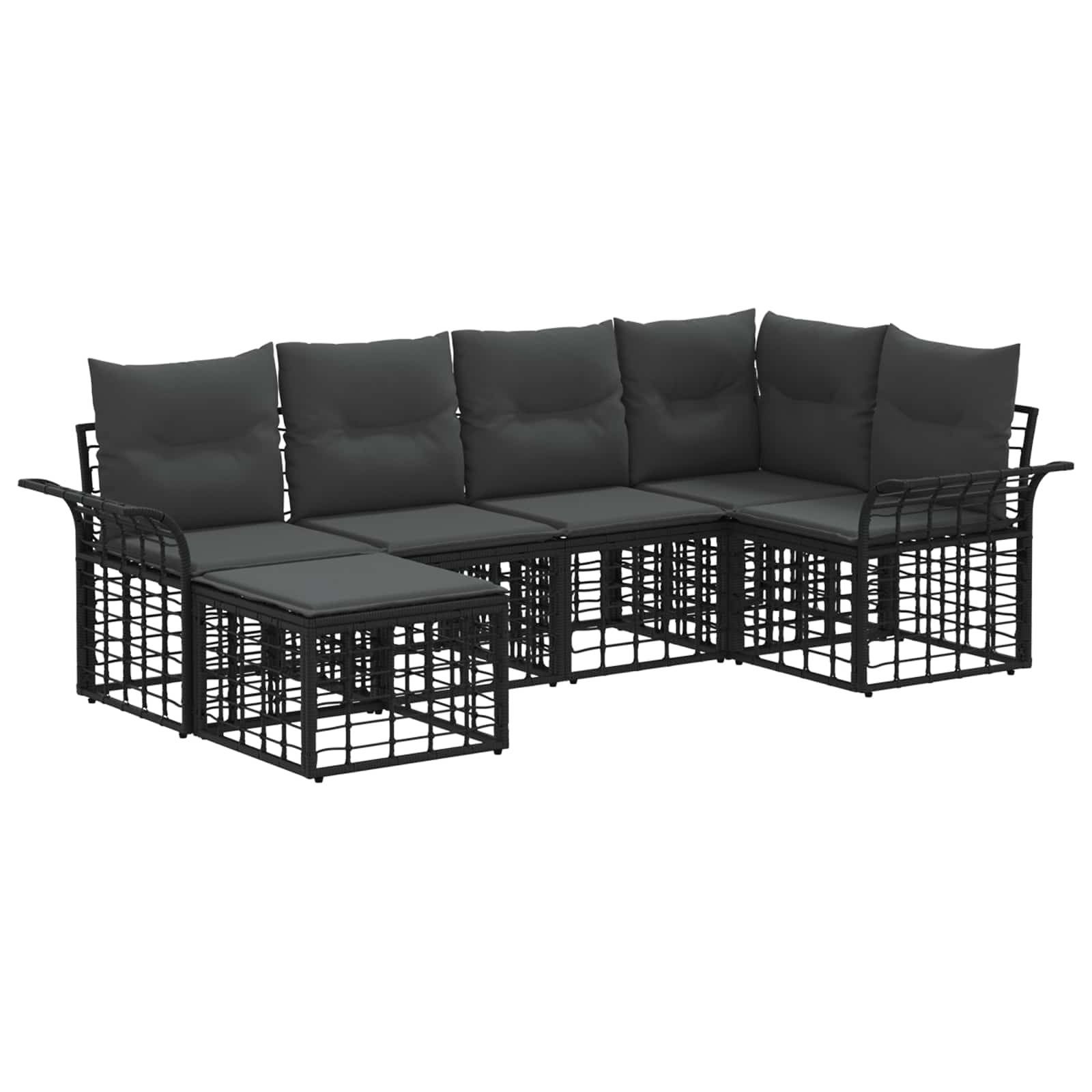 Ensemble de canapés d'extérieur 6 pcs Noir et Gris foncé - XIOS