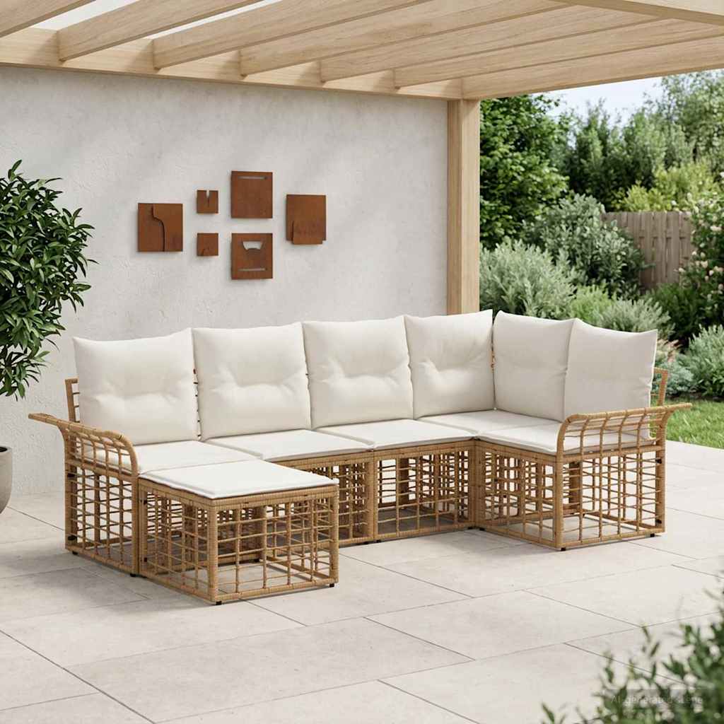 Ensemble de canapés d'extérieur 6 pcs Blanc Naturel et Crème - XIOS