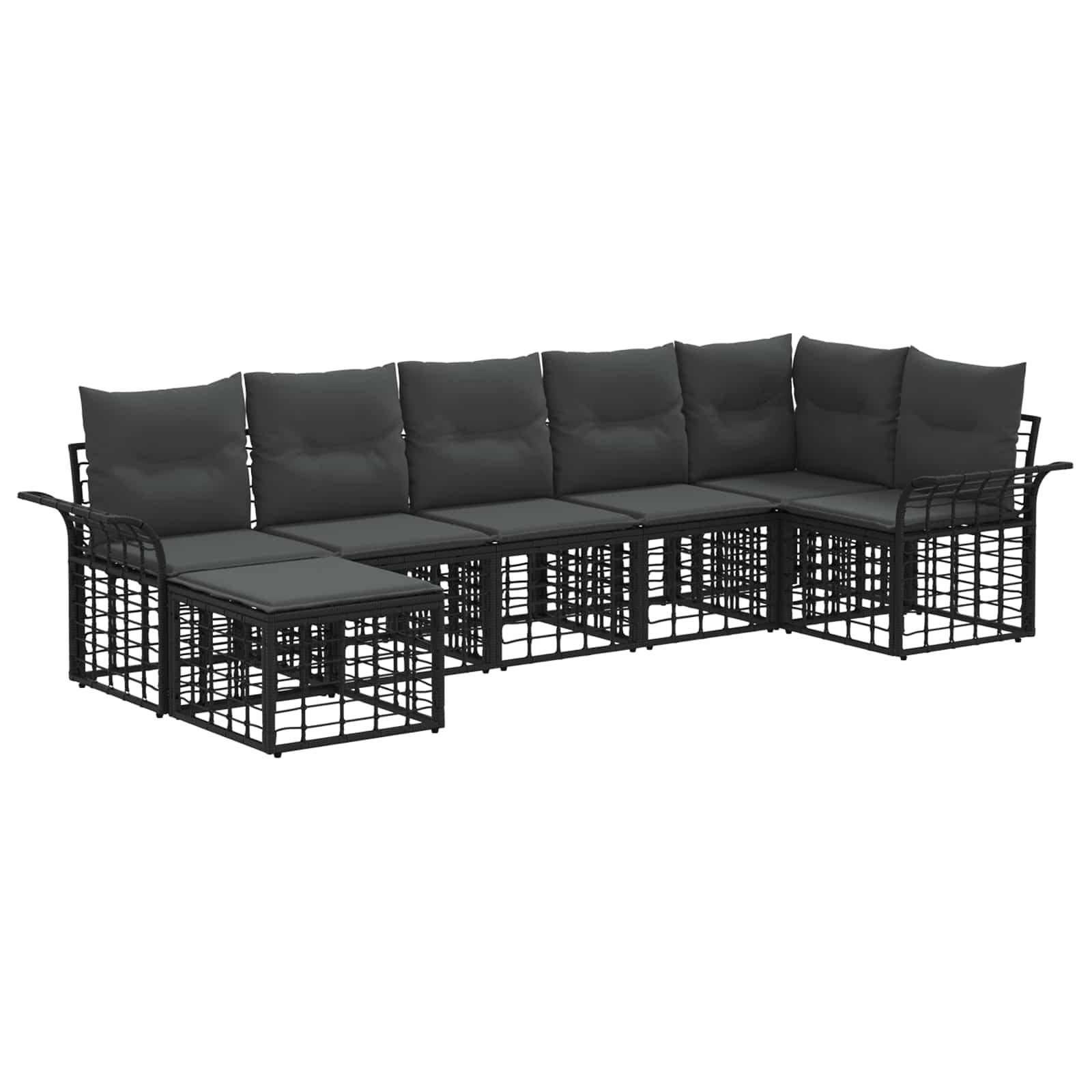 Ensemble de canapés d'extérieur 7 pcs Noir et Gris foncé - XIOS