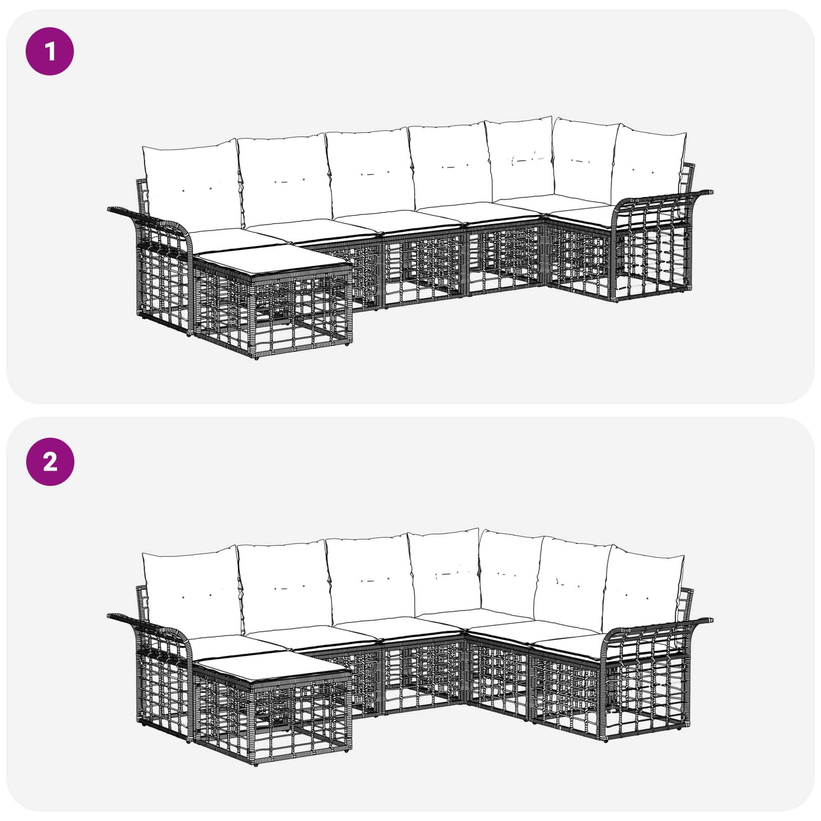Ensemble de canapés d'extérieur 7 pcs Noir et Gris foncé - XIOS