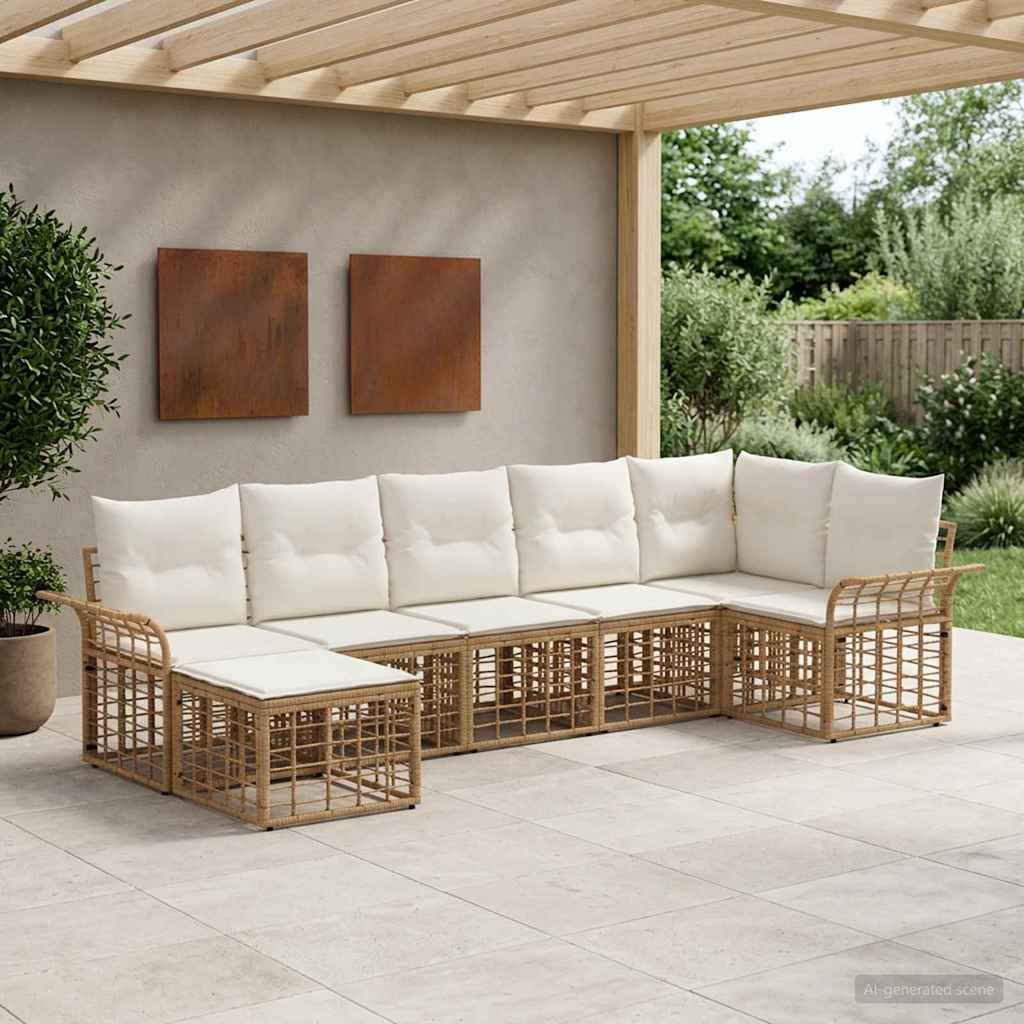 Ensemble de canapés d'extérieur 7 pcs Blanc Naturel et Crème - XIOS