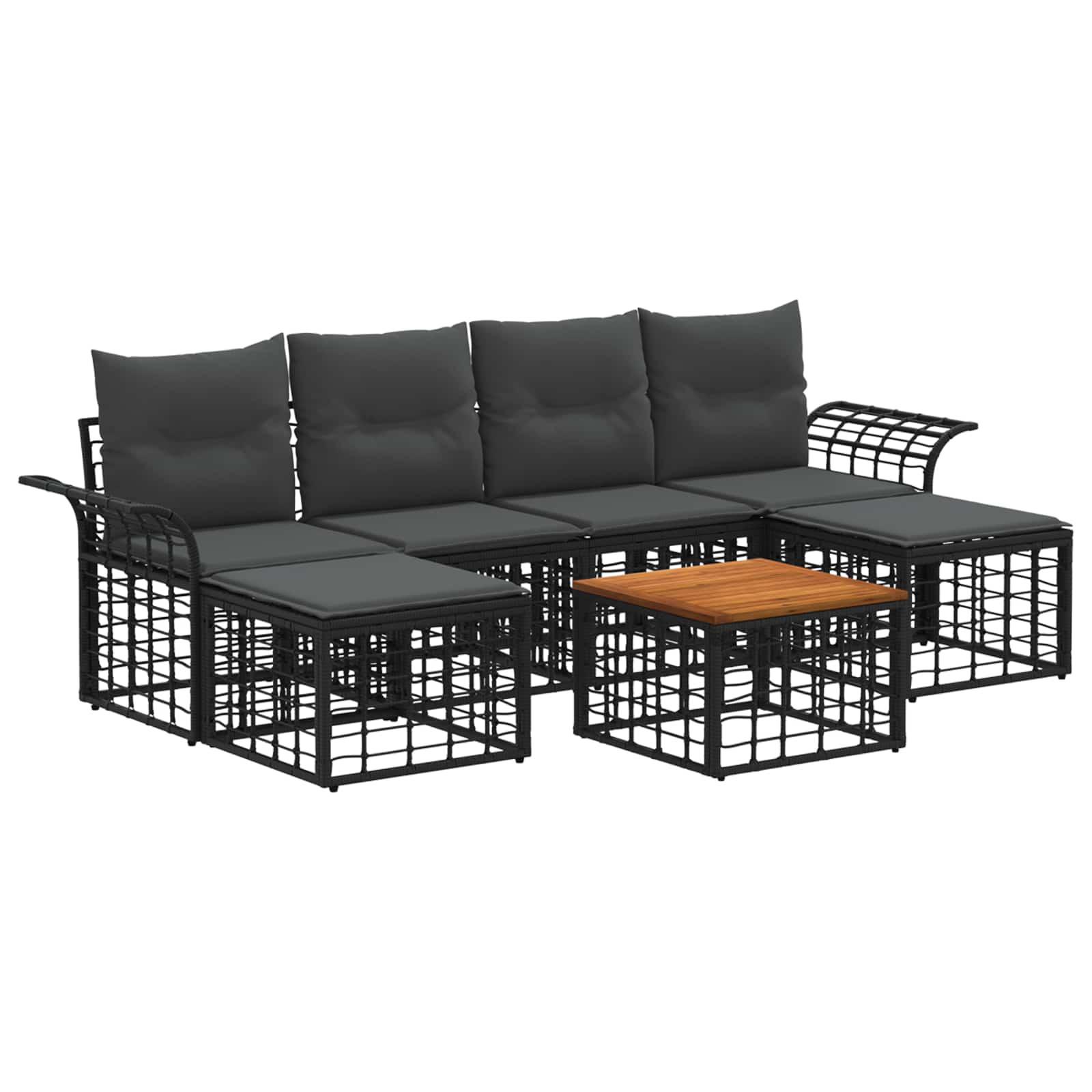 Ensemble de canapés d'extérieur 7 pcs Noir et Gris foncé - XIOS