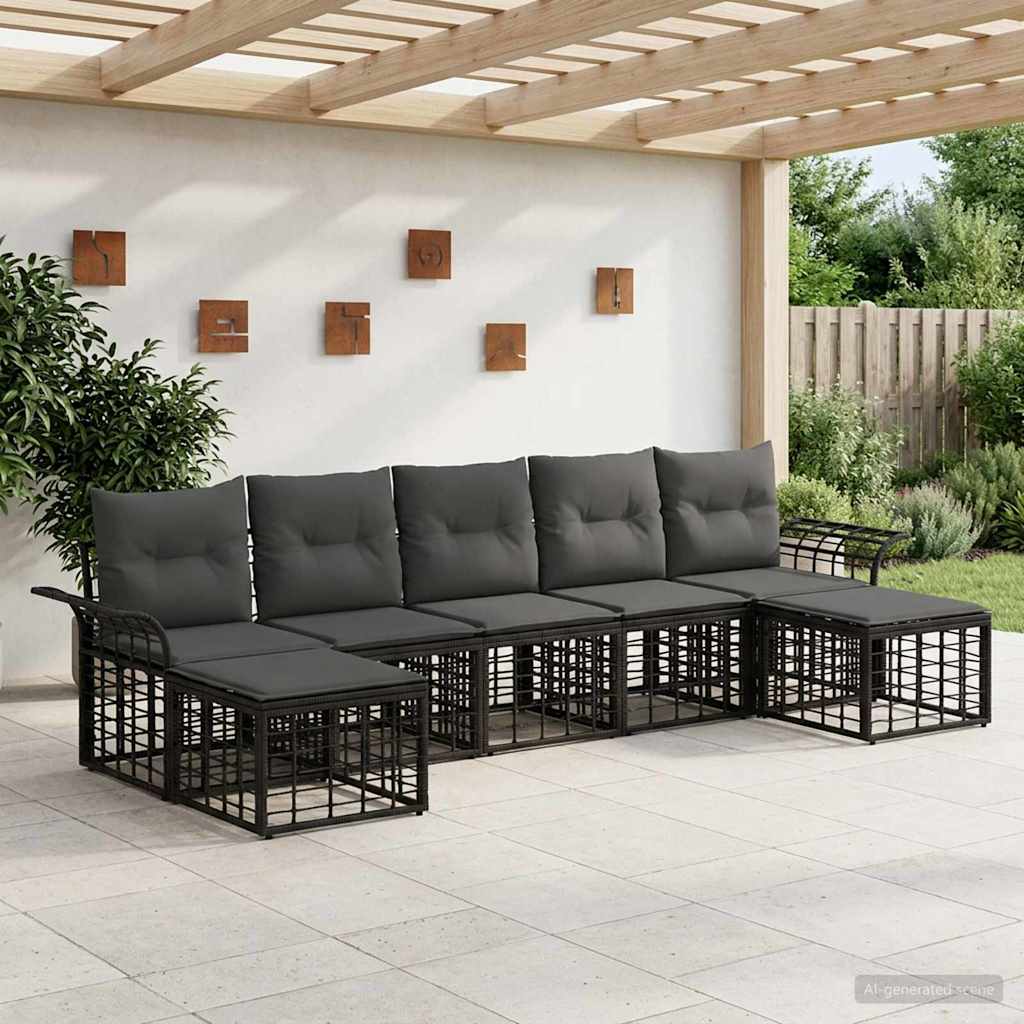 Ensemble de canapés d'extérieur 7 pcs Noir et Gris foncé - XIOS