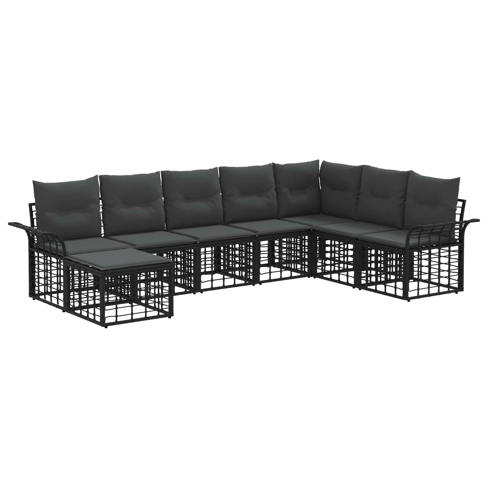 Ensemble de canapés d'extérieur 8 pcs Noir et Gris foncé - XIOS