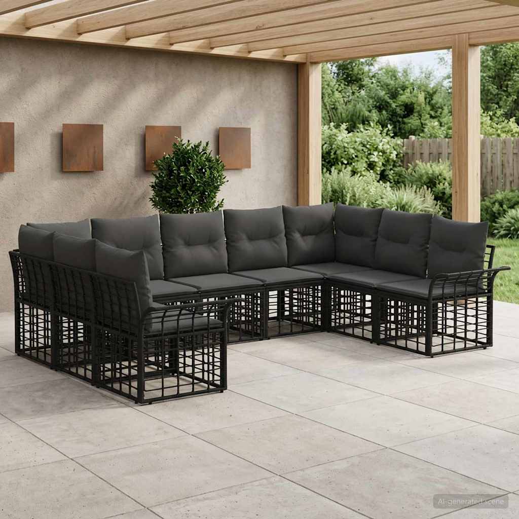 Ensemble de canapés d'extérieur 9 pcs Noir et Gris foncé - XIOS