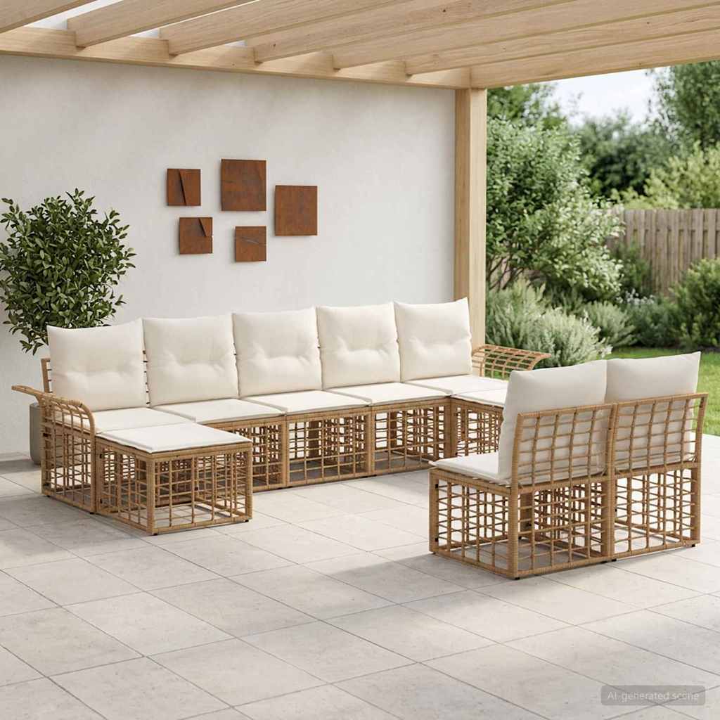 Ensemble de canapés d'extérieur 9 pcs Blanc Naturel et Crème - XIOS