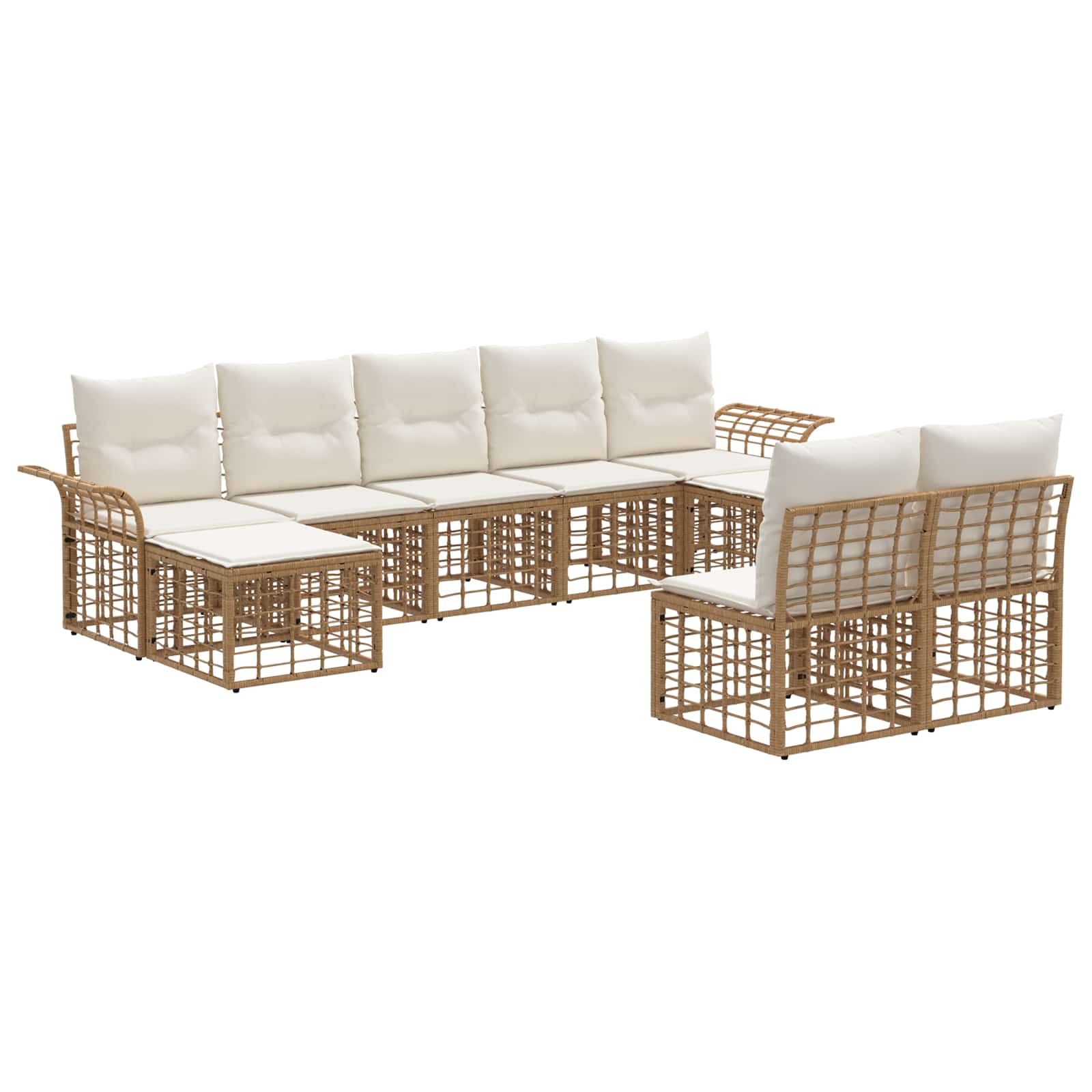 Ensemble de canapés d'extérieur 9 pcs Blanc Naturel et Crème - XIOS
