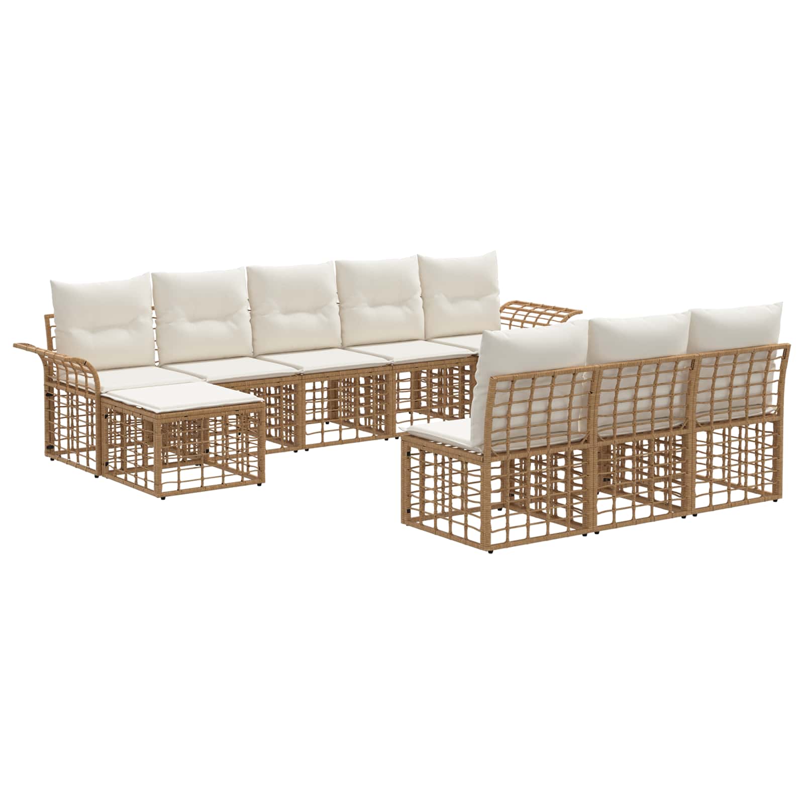 Ensemble de canapés d'extérieur 9 pcs Blanc Naturel et Crème - XIOS