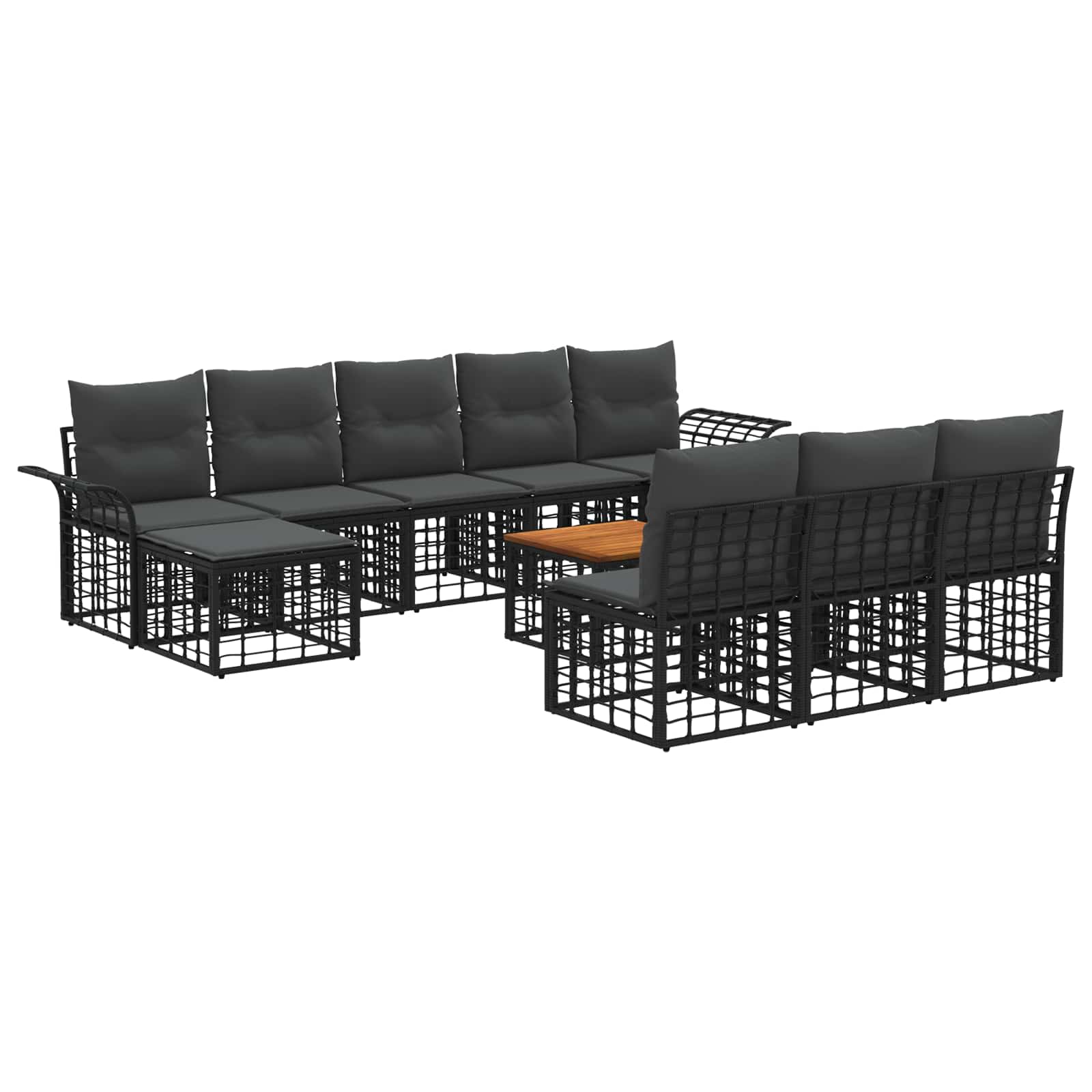 Ensemble de canapés d'extérieur 11 pcs Noir et Gris foncé - XIOS