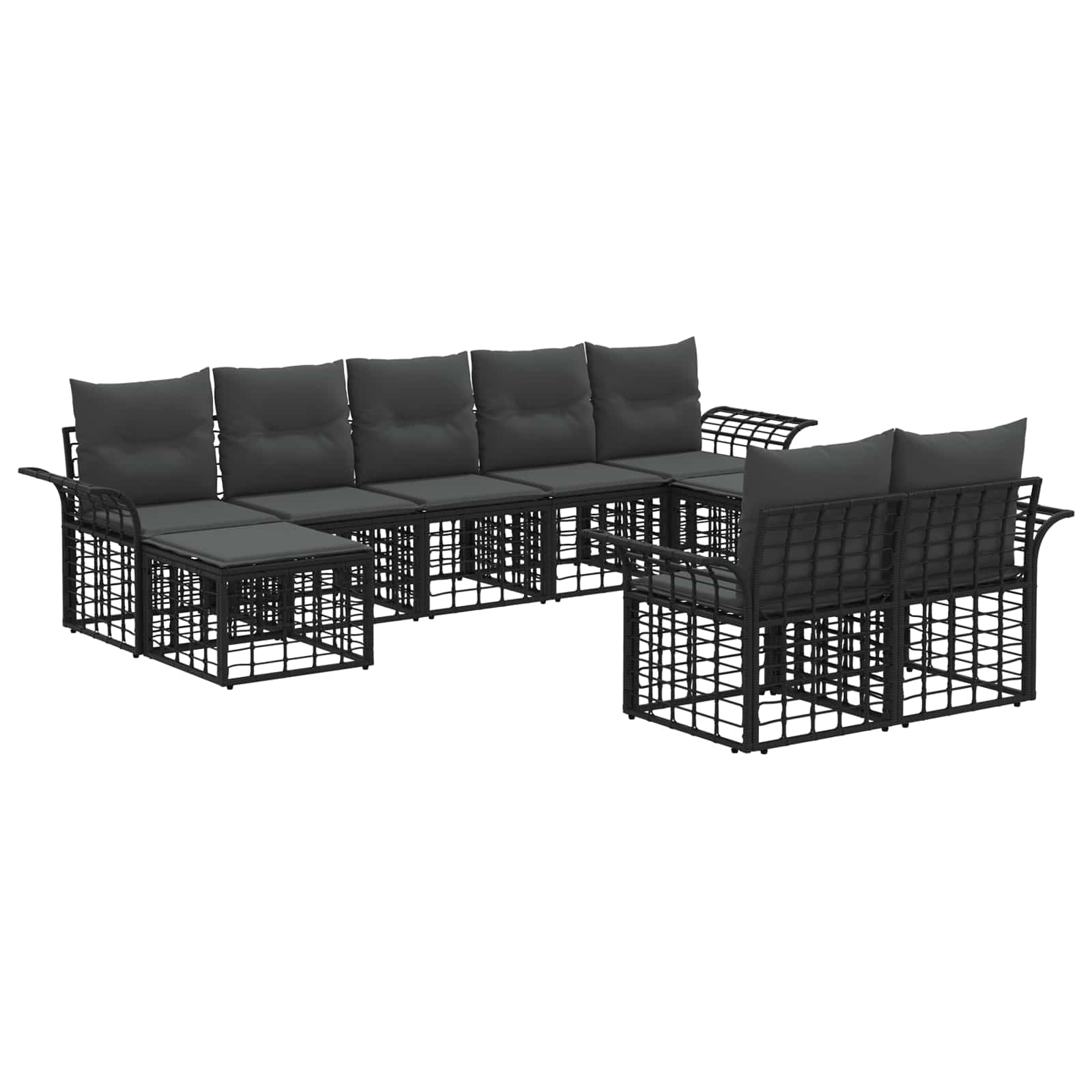 Ensemble de canapés d'extérieur 9 pcs Noir et Gris foncé - XIOS