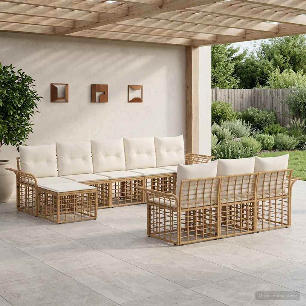 Ensemble de canapés d'extérieur 10 pcs Blanc Naturel et Crème - XIOS