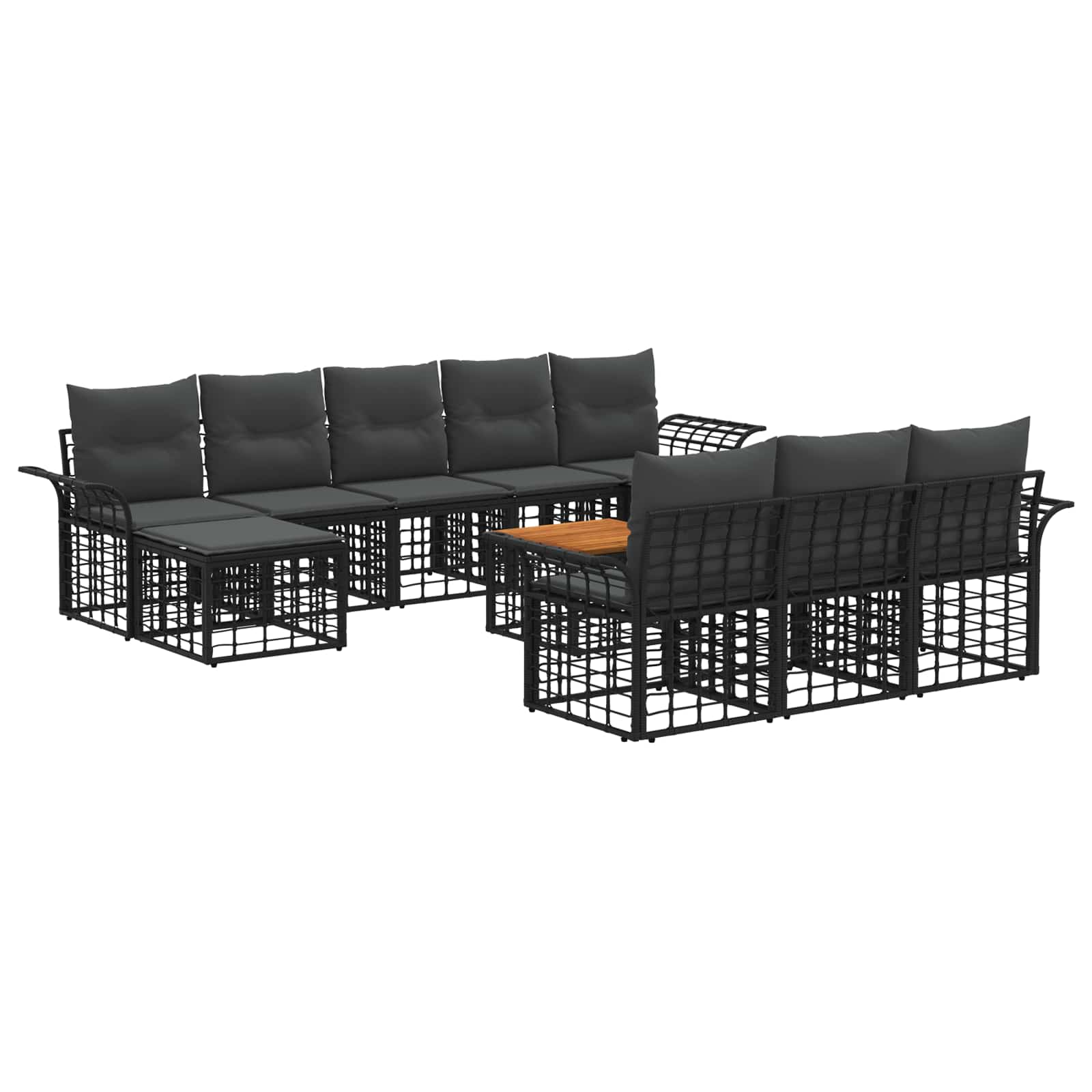 Ensemble de canapés d'extérieur 11 pcs Noir et Gris foncé - XIOS