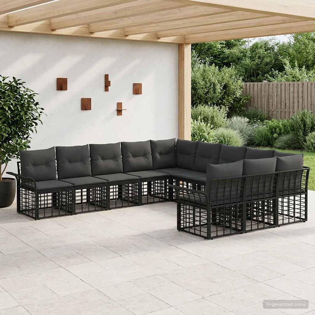 Ensemble de canapés d'extérieur 11 pcs Noir et Gris foncé - XIOS