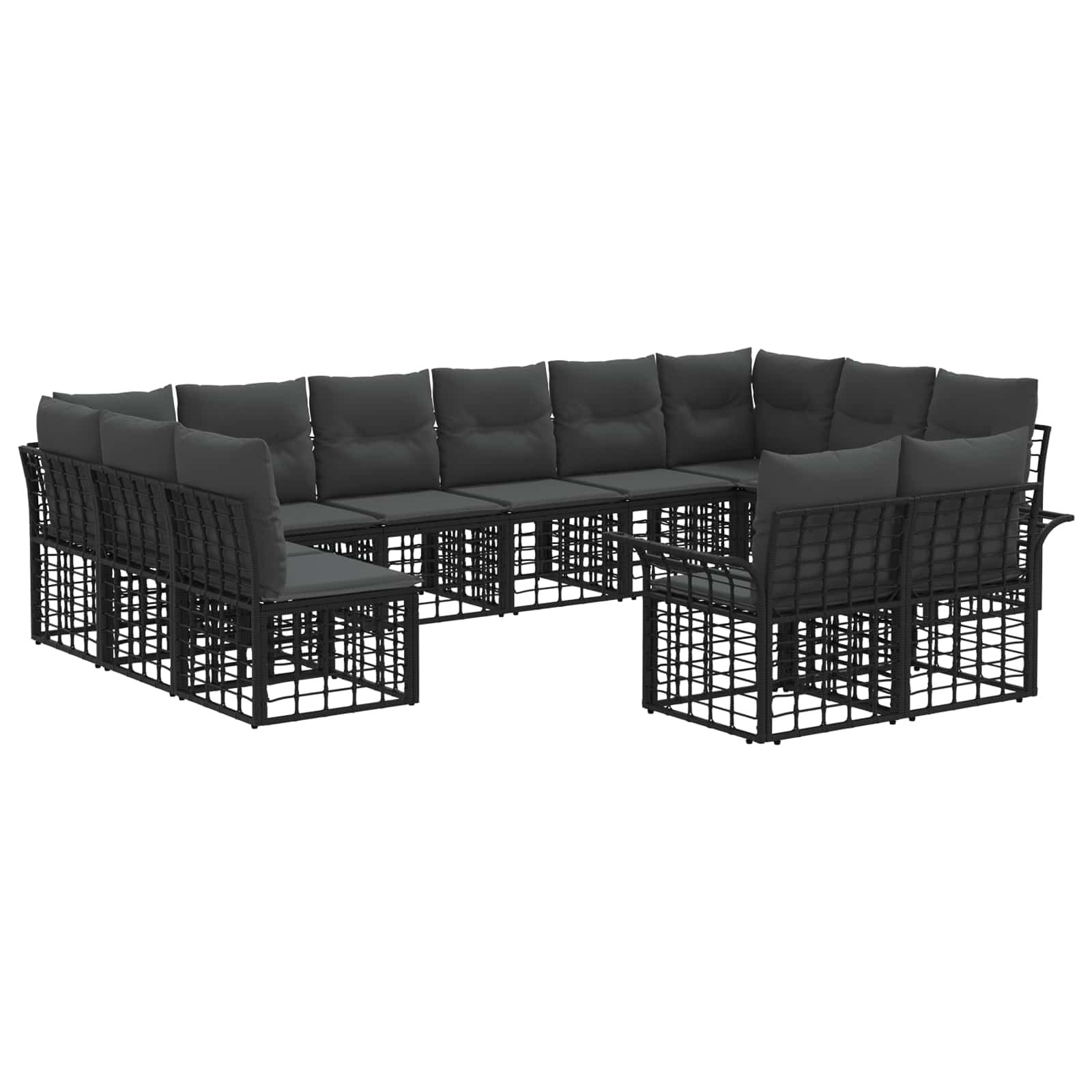 Ensemble de canapés d'extérieur 12 pcs Noir et Gris foncé - XIOS