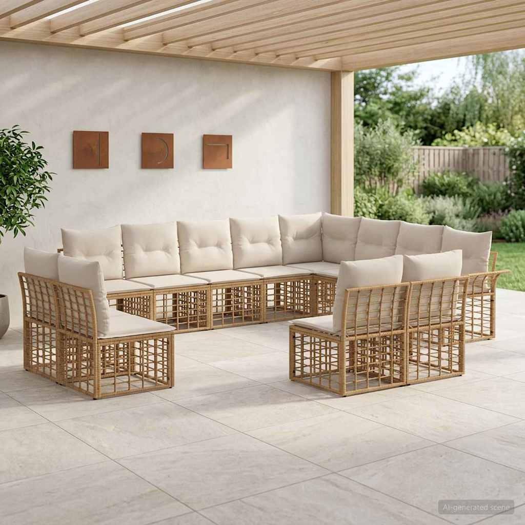 Ensemble de canapés d'extérieur 12 pcs Blanc Naturel et Crème - XIOS