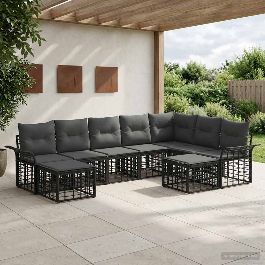 Ensemble de canapés d'extérieur 9 pcs Noir et Gris foncé - XIOS