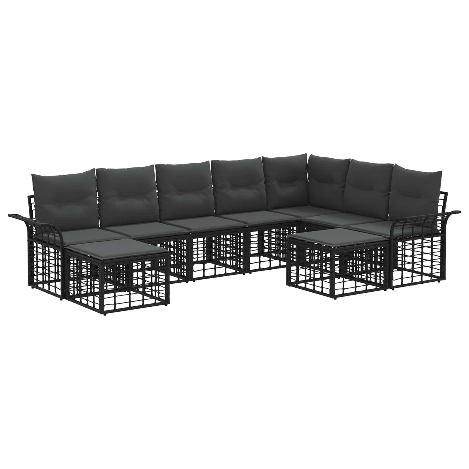 Ensemble de canapés d'extérieur 9 pcs Noir et Gris foncé - XIOS