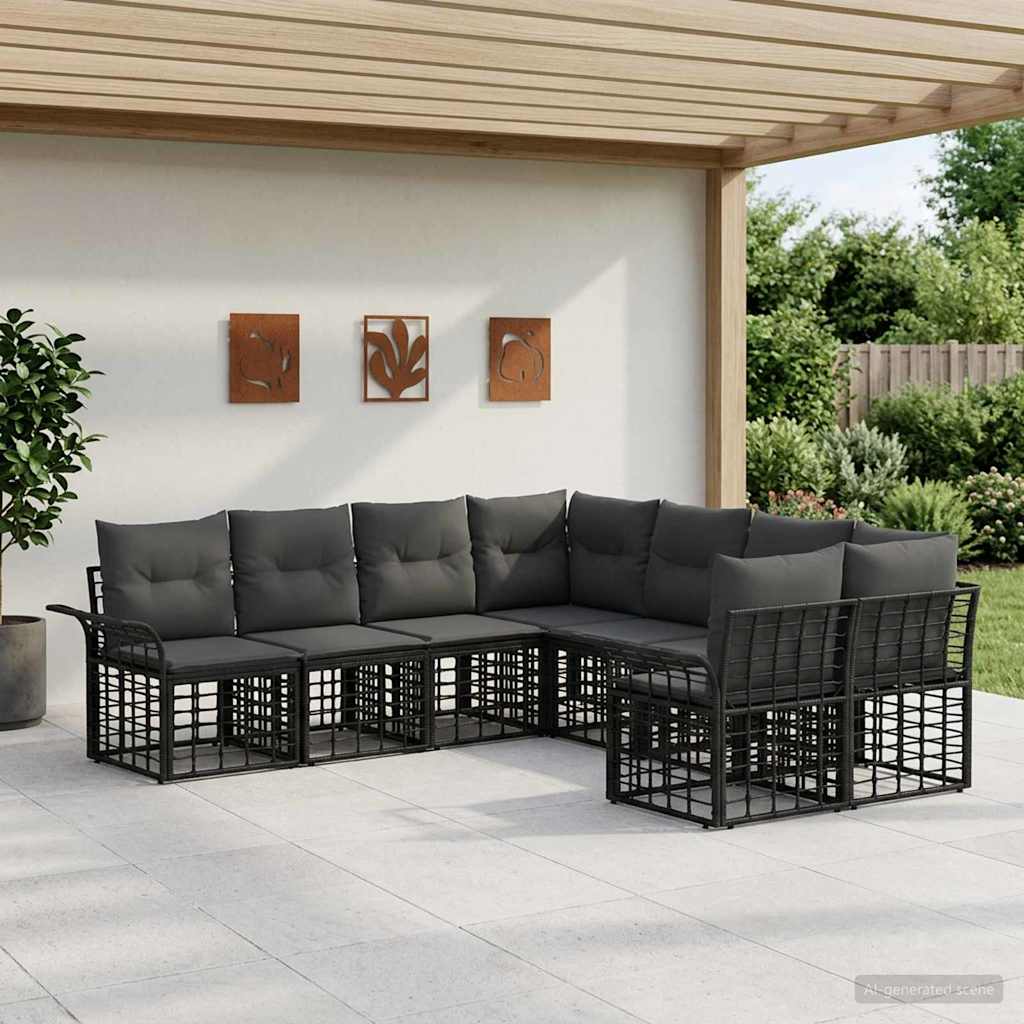 Ensemble de canapés d'extérieur 8 pcs Noir et Gris foncé - XIOS
