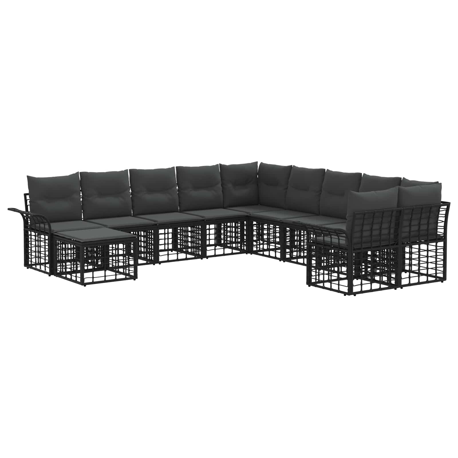 Ensemble de canapés d'extérieur 11 pcs Noir et Gris foncé - XIOS