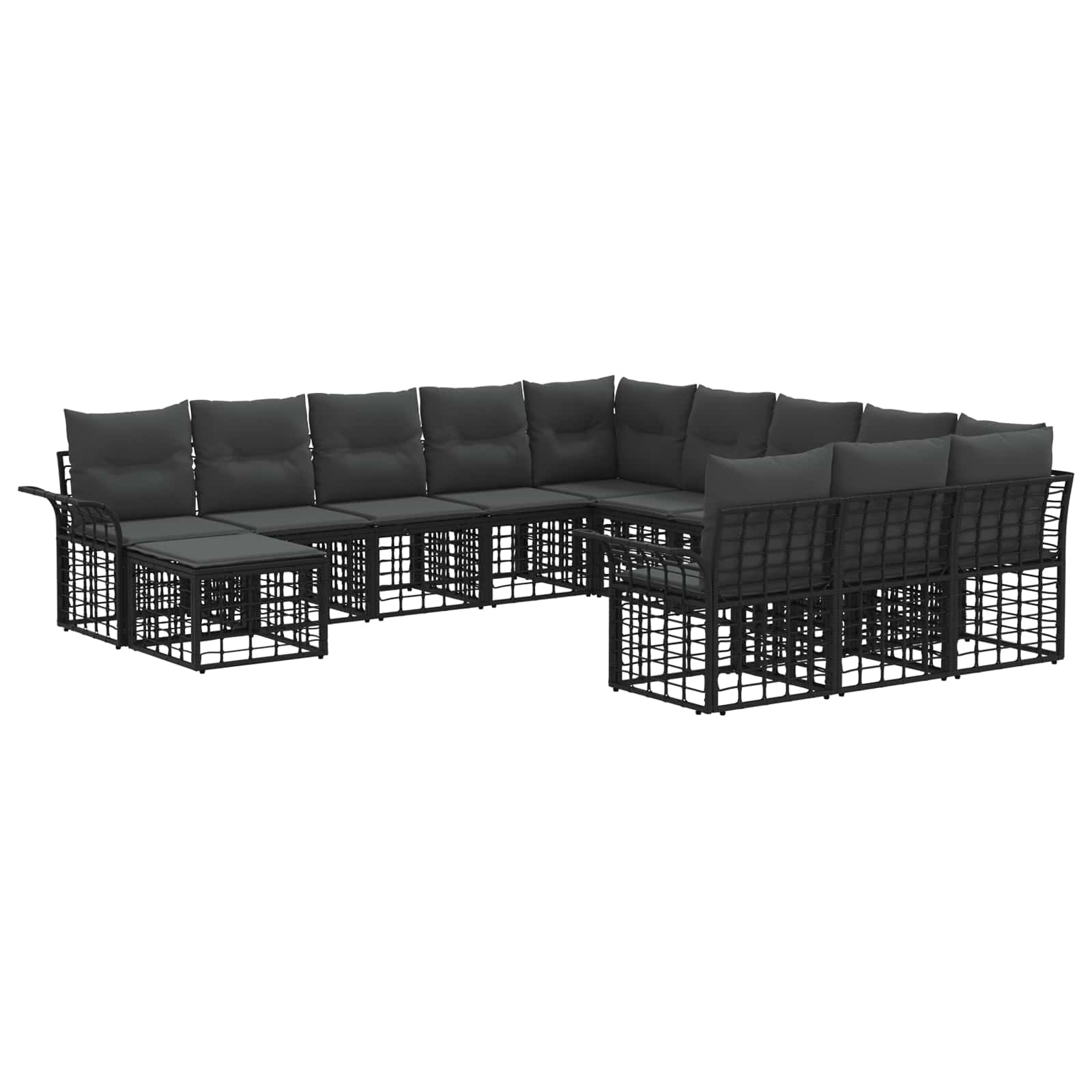 Ensemble de canapé de jardin 12 pcs Noir et Gris foncé - XIOS