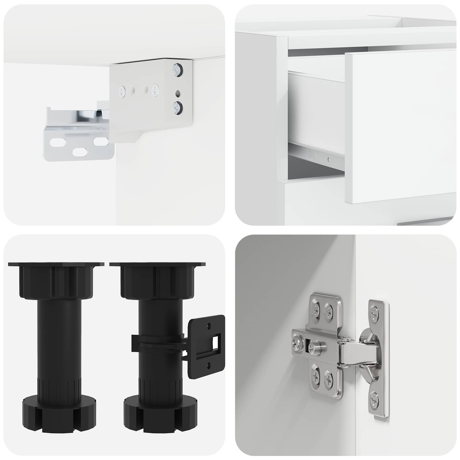 Unité de cuisine LYON 5 pc Blanc Bois d'ingénierie